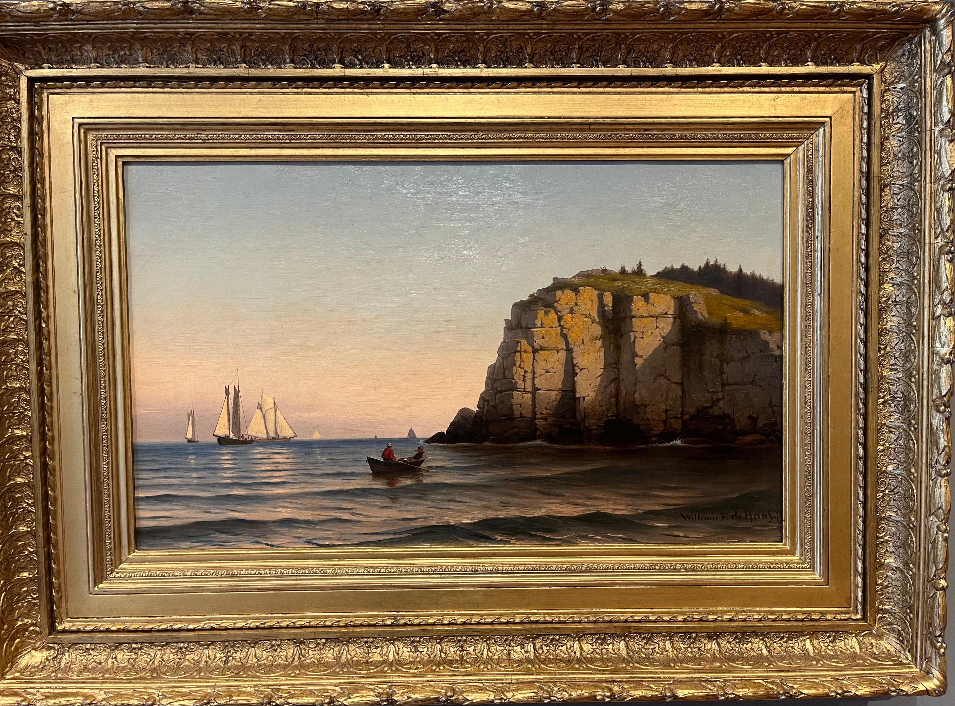William Frederick de Haas Landscape Painting - Ocean Landscape of Sailing off the Coast 