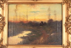 Cottages in the Countryside (Framed Early 20th Century Antique Landscape)