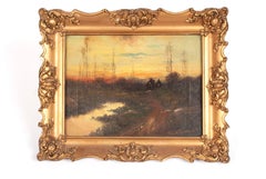 Cottages in the Countryside (Framed Early 20th Century Antique Landscape)