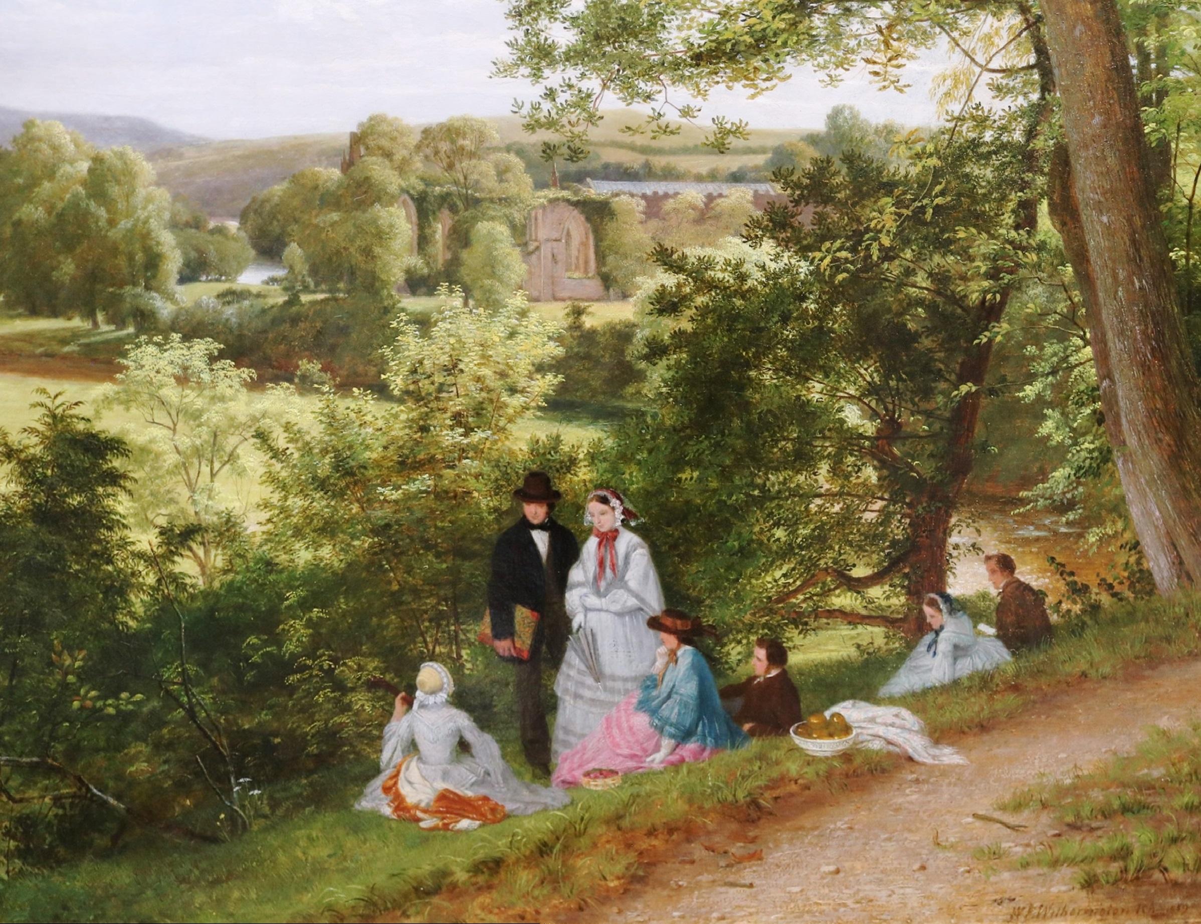 Une journée à la campagne - Peinture à l'huile de l'Académie royale du XIXe siècle - Paysage d'été - Marron Landscape Painting par William Frederick Witherington