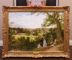Un giorno nella contea - Grande dipinto ad olio di paesaggio della Royal Academy del XIX secolo