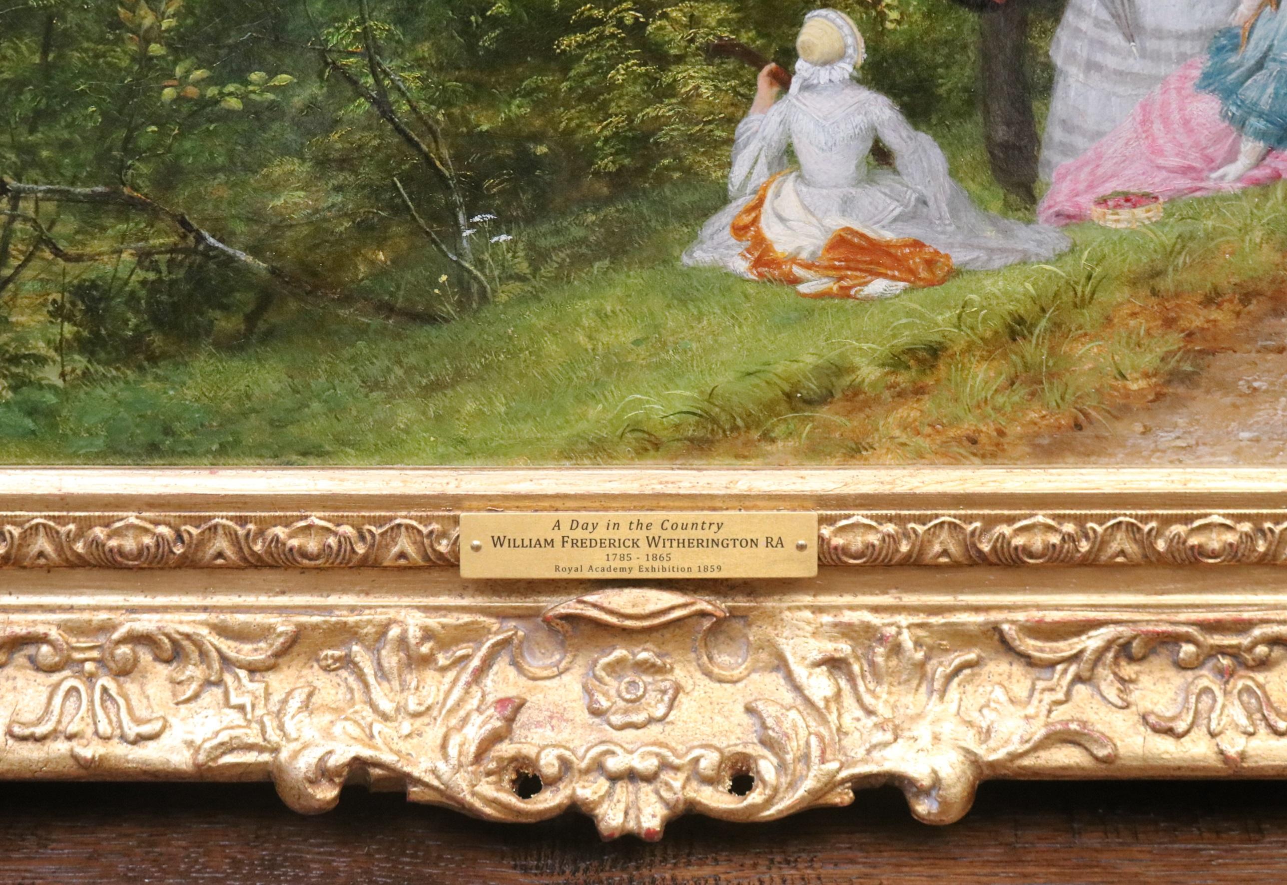 Une journée dans le County - Grande peinture à l'huile du 19e siècle de l'Académie royale, paysage en vente 7