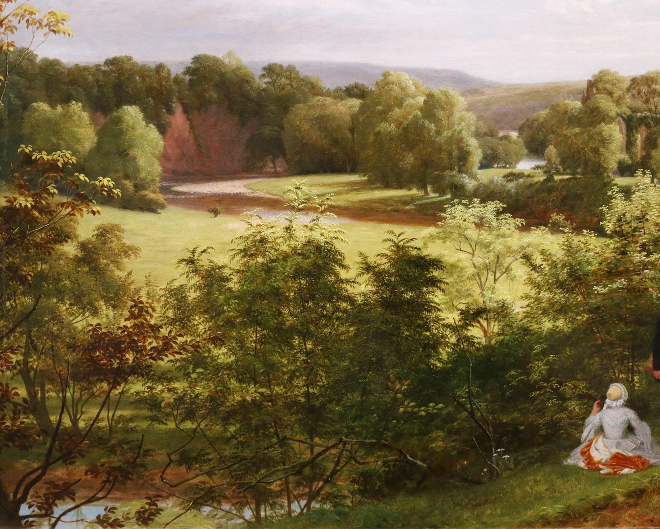 Une journée dans le County - Grande peinture à l'huile du 19e siècle de l'Académie royale, paysage en vente 1