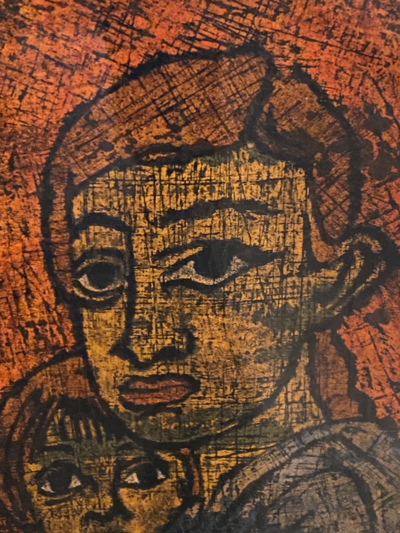William Fredericksen Signed Mid-Century Modern Encaustic Painting Fear, 1956 For Sale 3