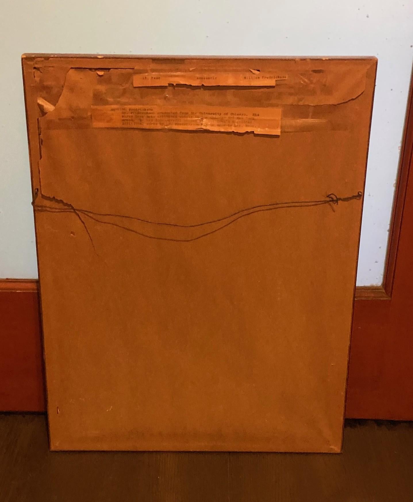 William Fredericksen Signed Mid-Century Modern Encaustic Painting Fear, 1956 For Sale 5