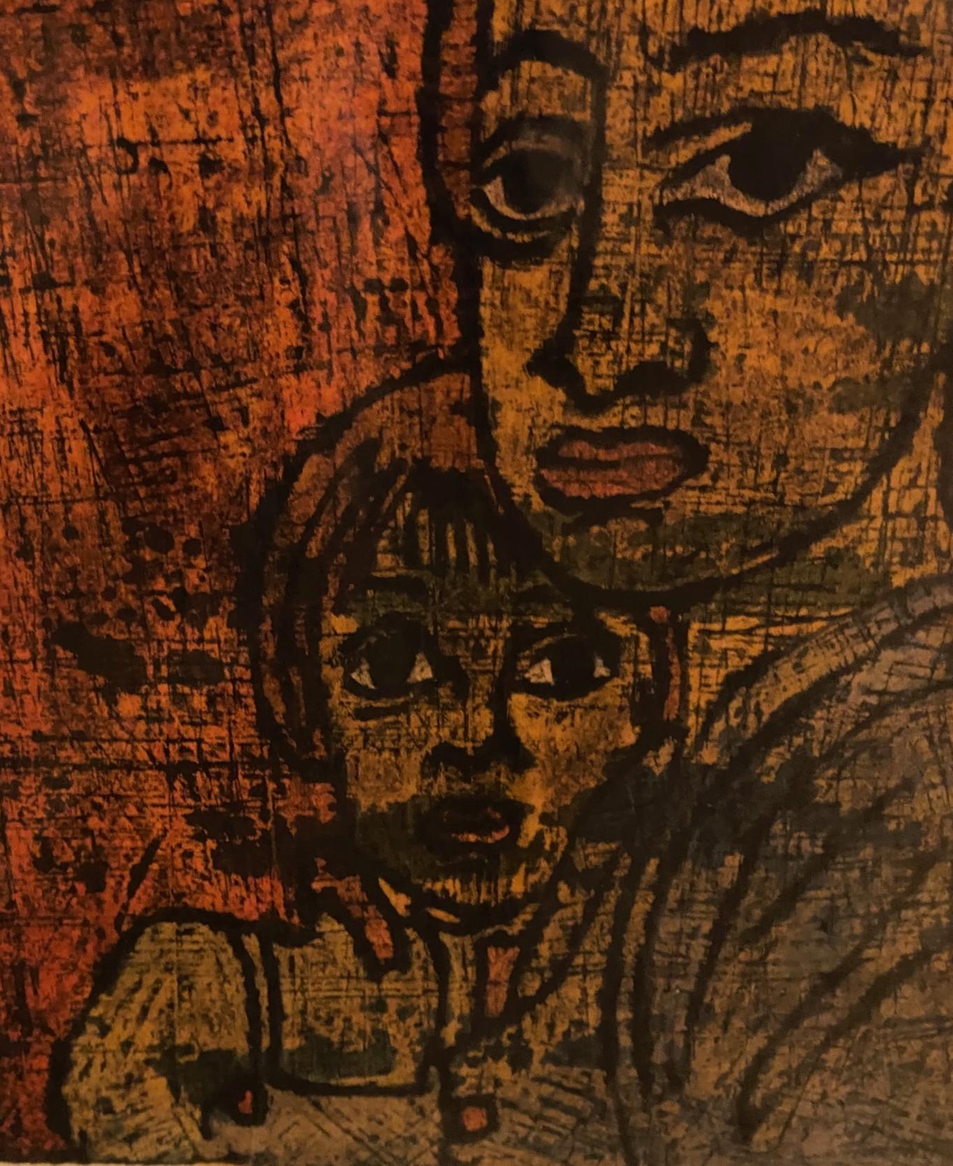 Hand-Painted William Fredericksen Signed Mid-Century Modern Encaustic Painting Fear, 1956 For Sale