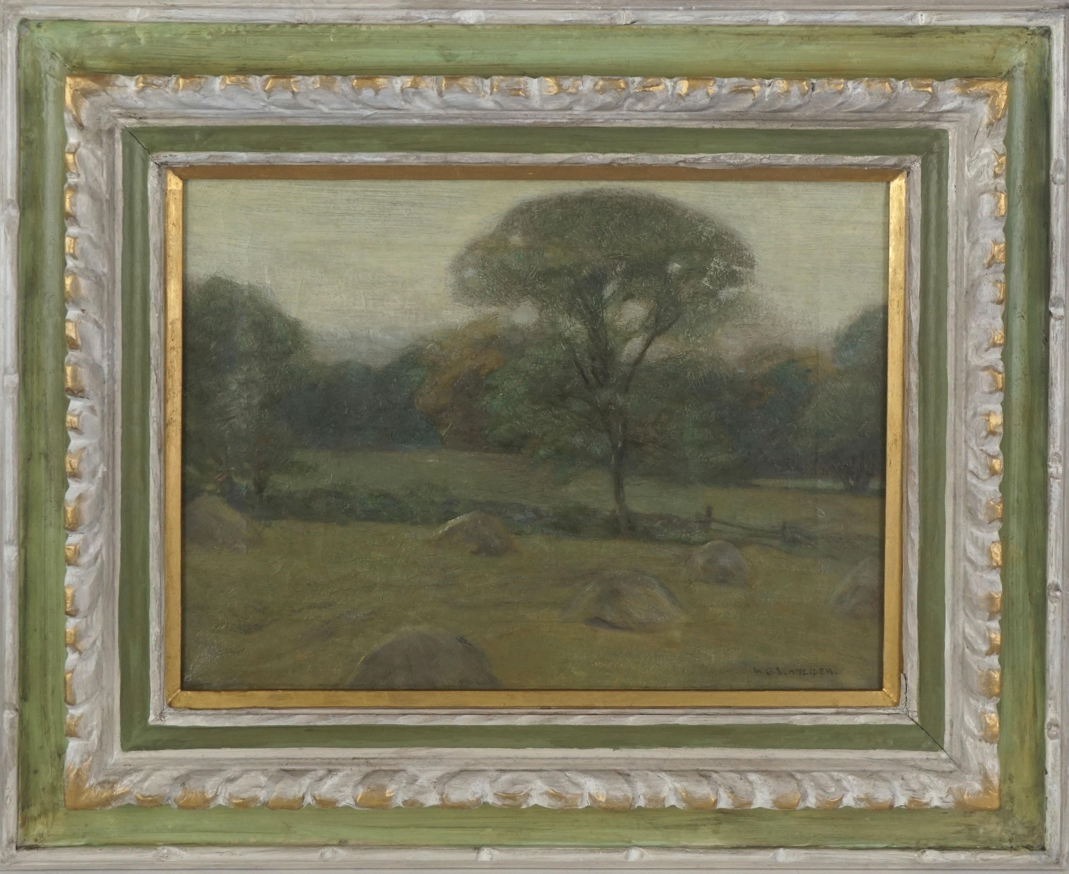 Paysage tonaliste précoce -- Chênes vivants de la côte californienne William Schneider 1915