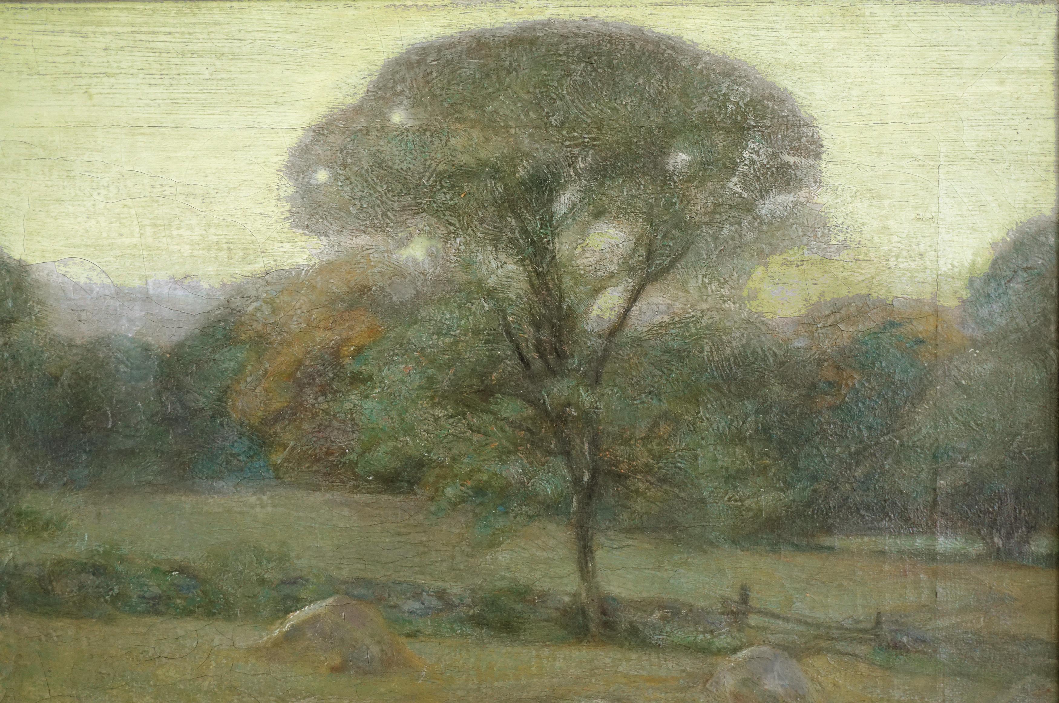 Paisaje tonalista temprano -- California Coastal Live Oaks William Schneider 1915 - Painting Tonalista de William G. Schneider