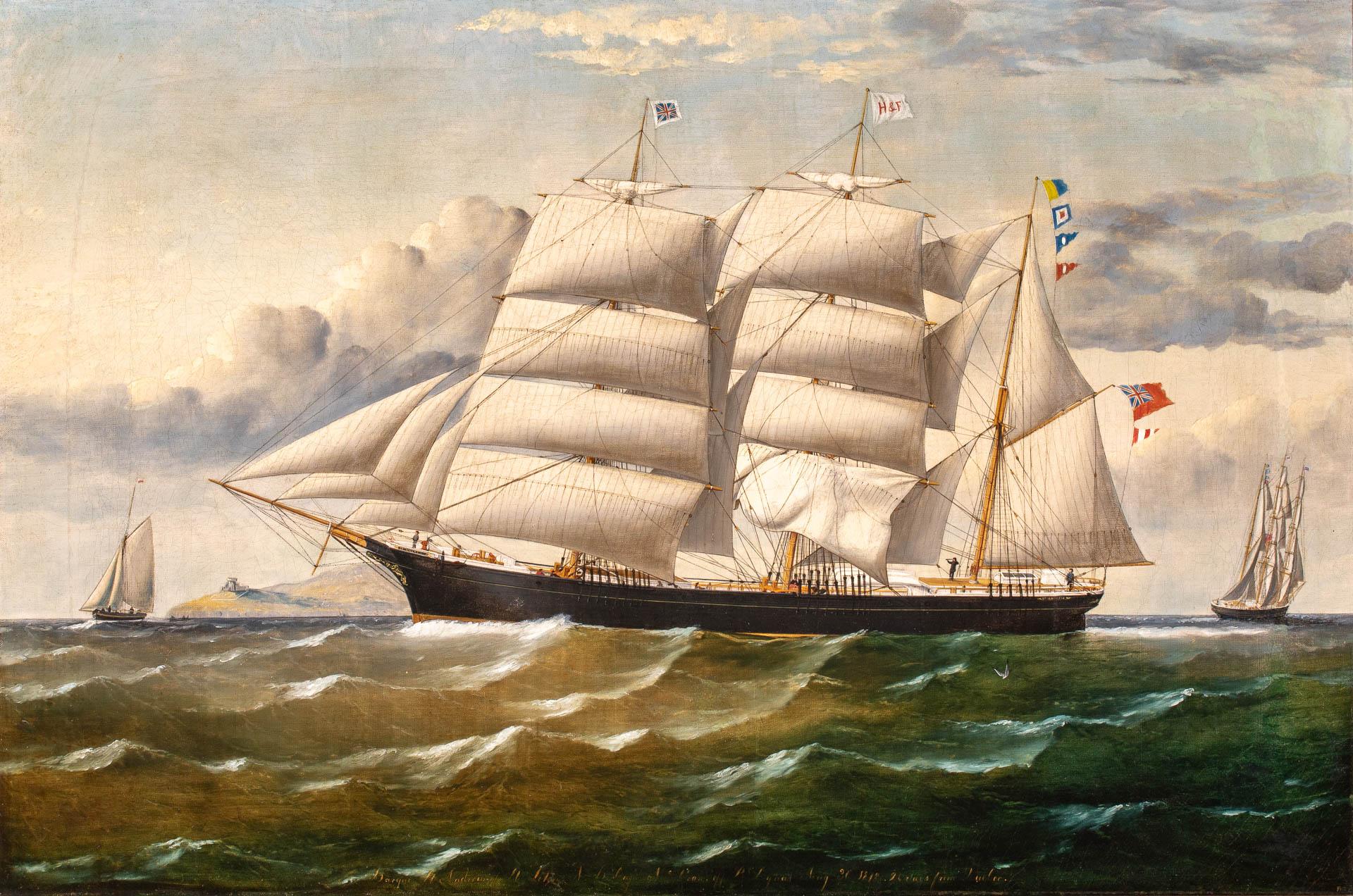 Bark ST. ANDREW off Point Lynas, Liverpool - Painting by William G. Yorke