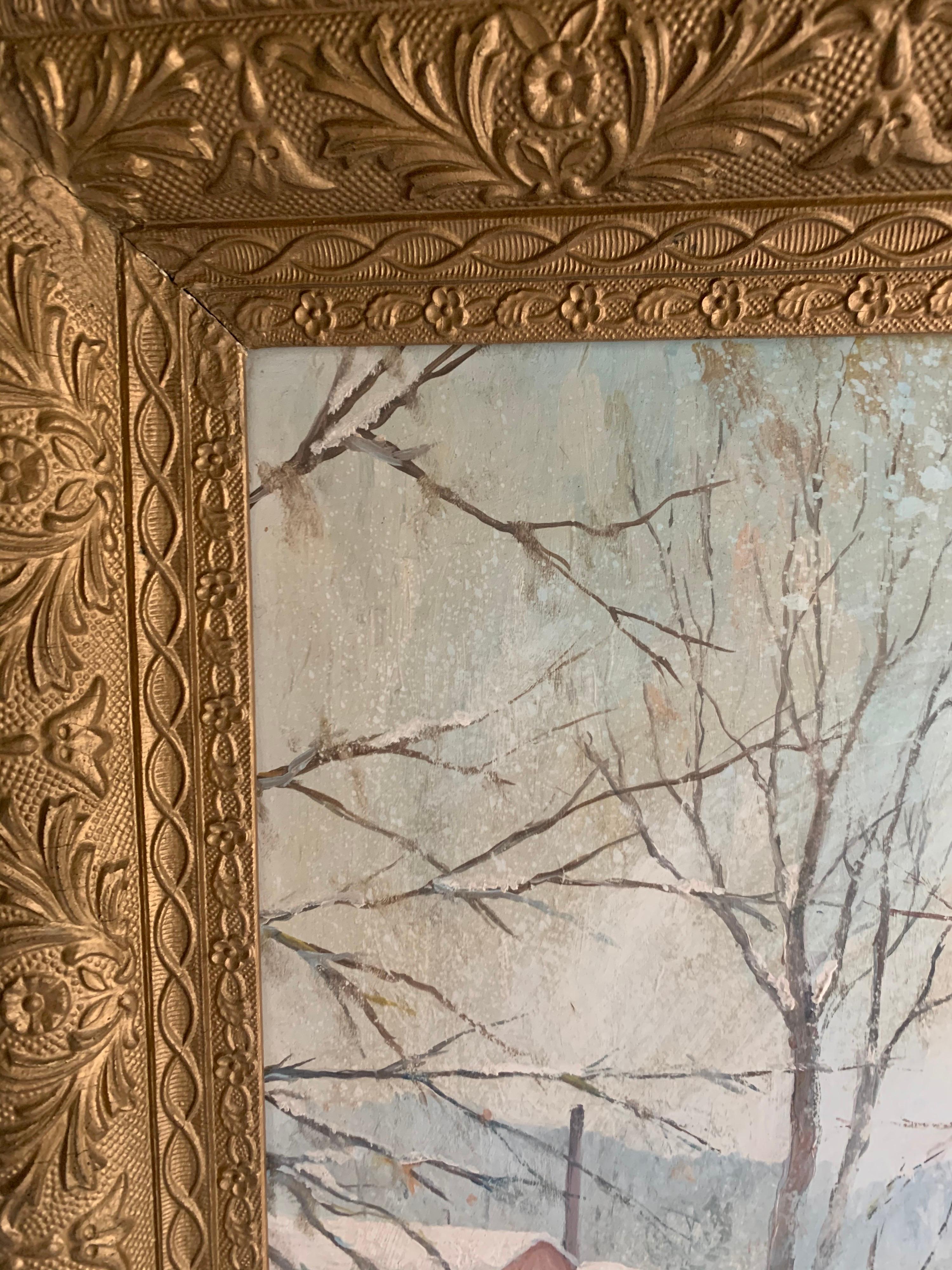 Giltwood William Gay Signed Original Oil on Masonite Painting