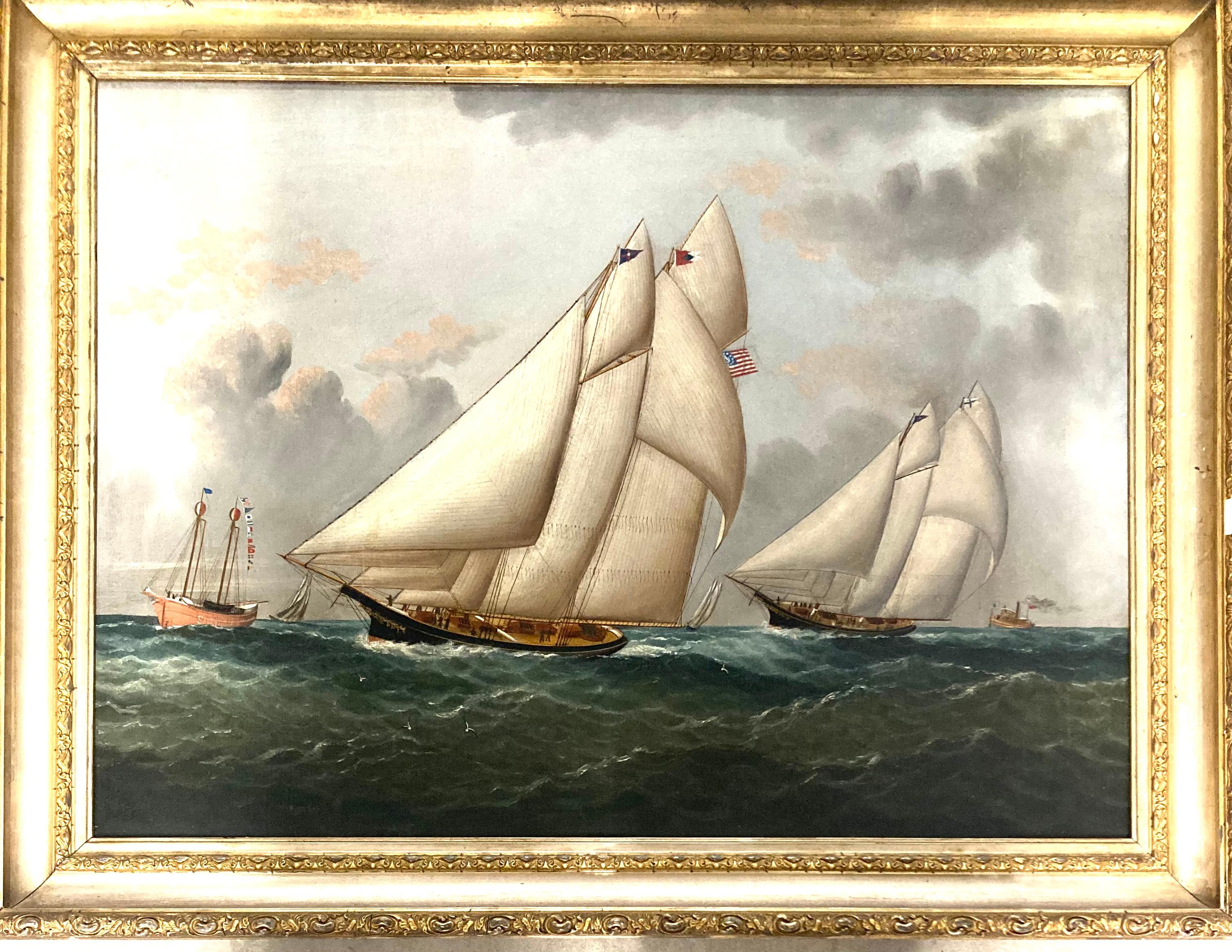 “America Cup Race Schooner Yachts“ - Painting by William Gay Yorke