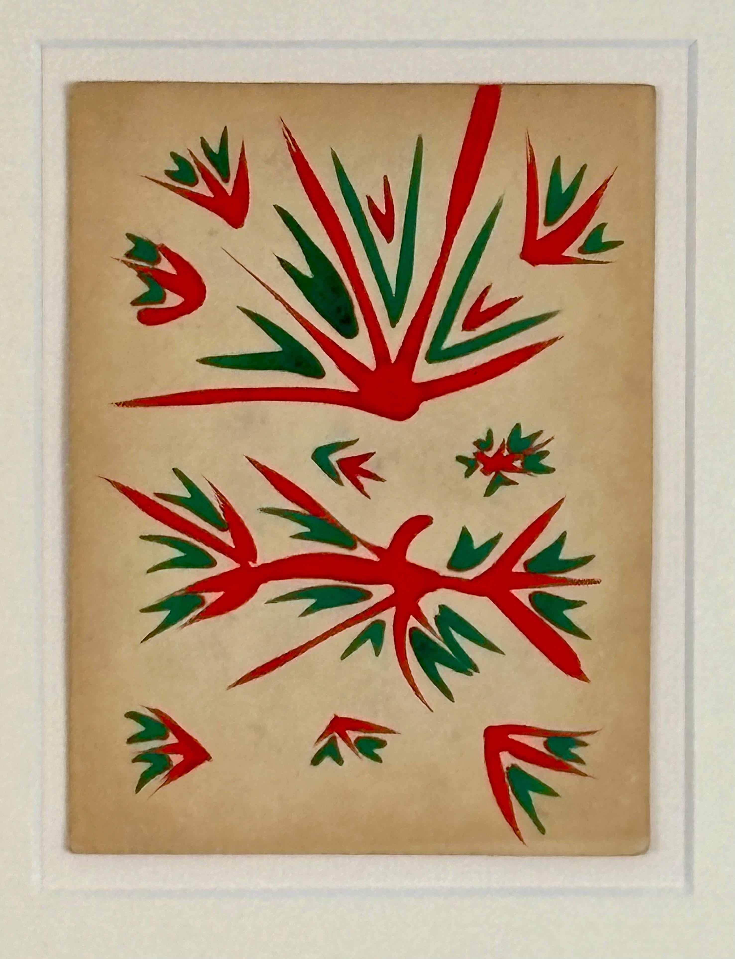 Peint William Gear (1915-1997) Britannique, étude à la gouache sur carton années 1940 en vente