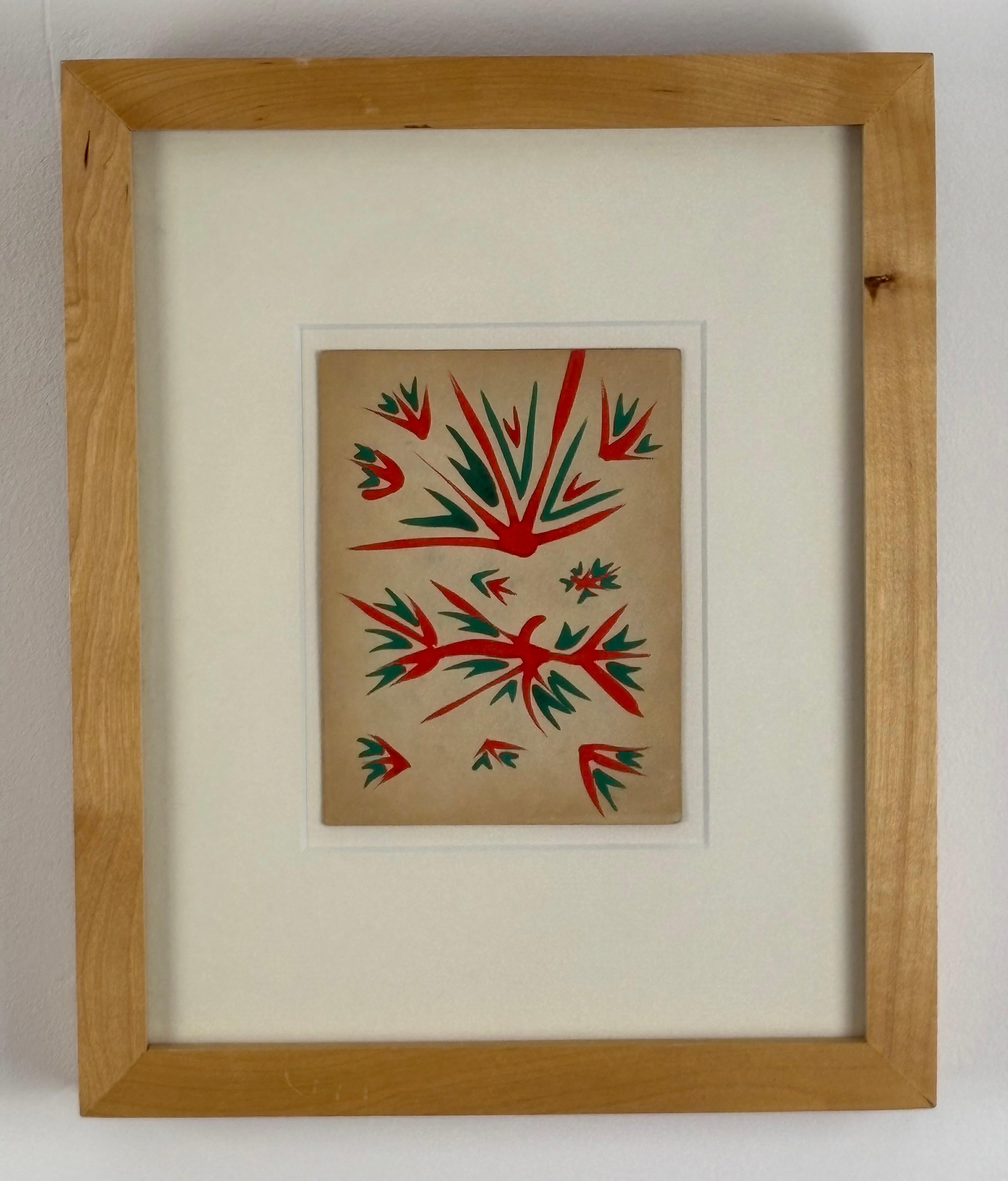 20ième siècle William Gear (1915-1997) Britannique, étude à la gouache sur carton années 1940 en vente