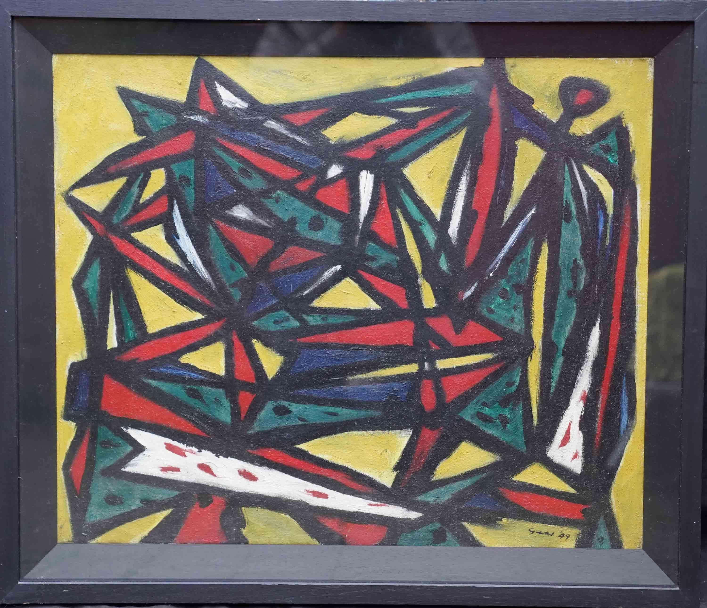 Abstrakte Landschaft Rot Grün - schottisches Ölgemälde des abstrakten Expressionismus im Angebot 8