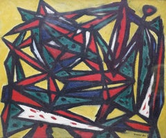 Abstract Landscape Red Green - Scottish Abstract Expressionist art oil painting