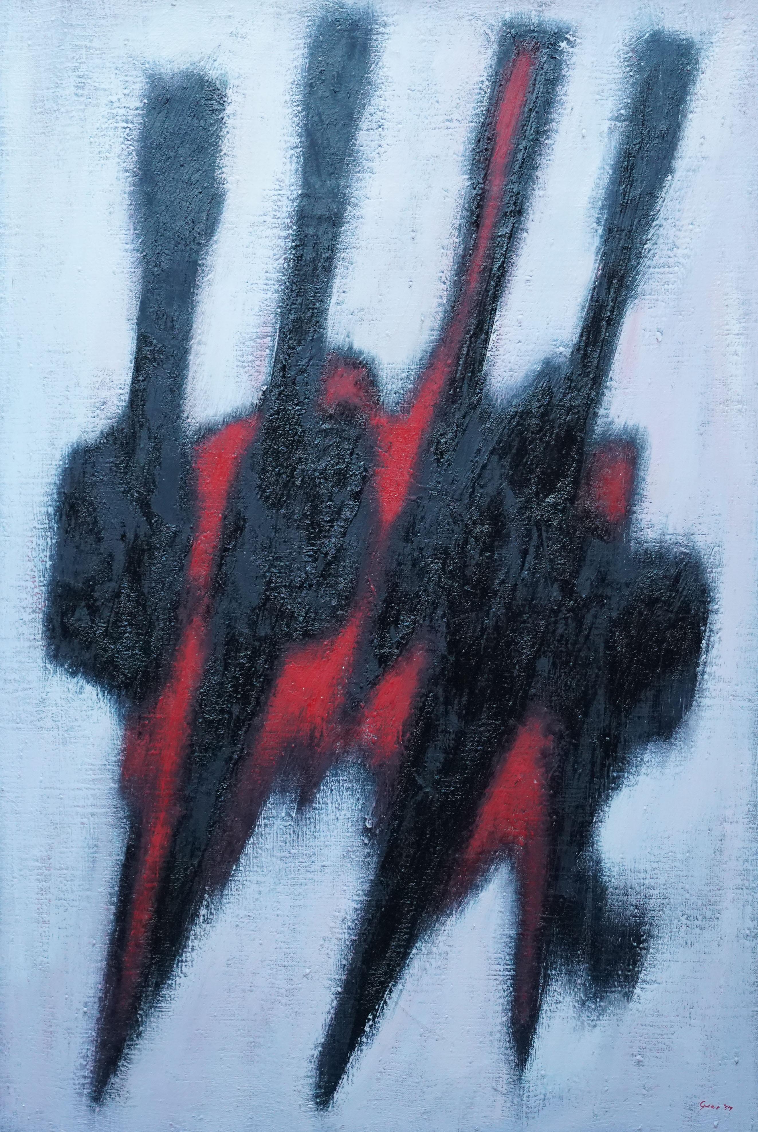 Figura nera rossa n. 2 - pittura ad olio dell'arte espressionista astratta del 1957 in vendita 9