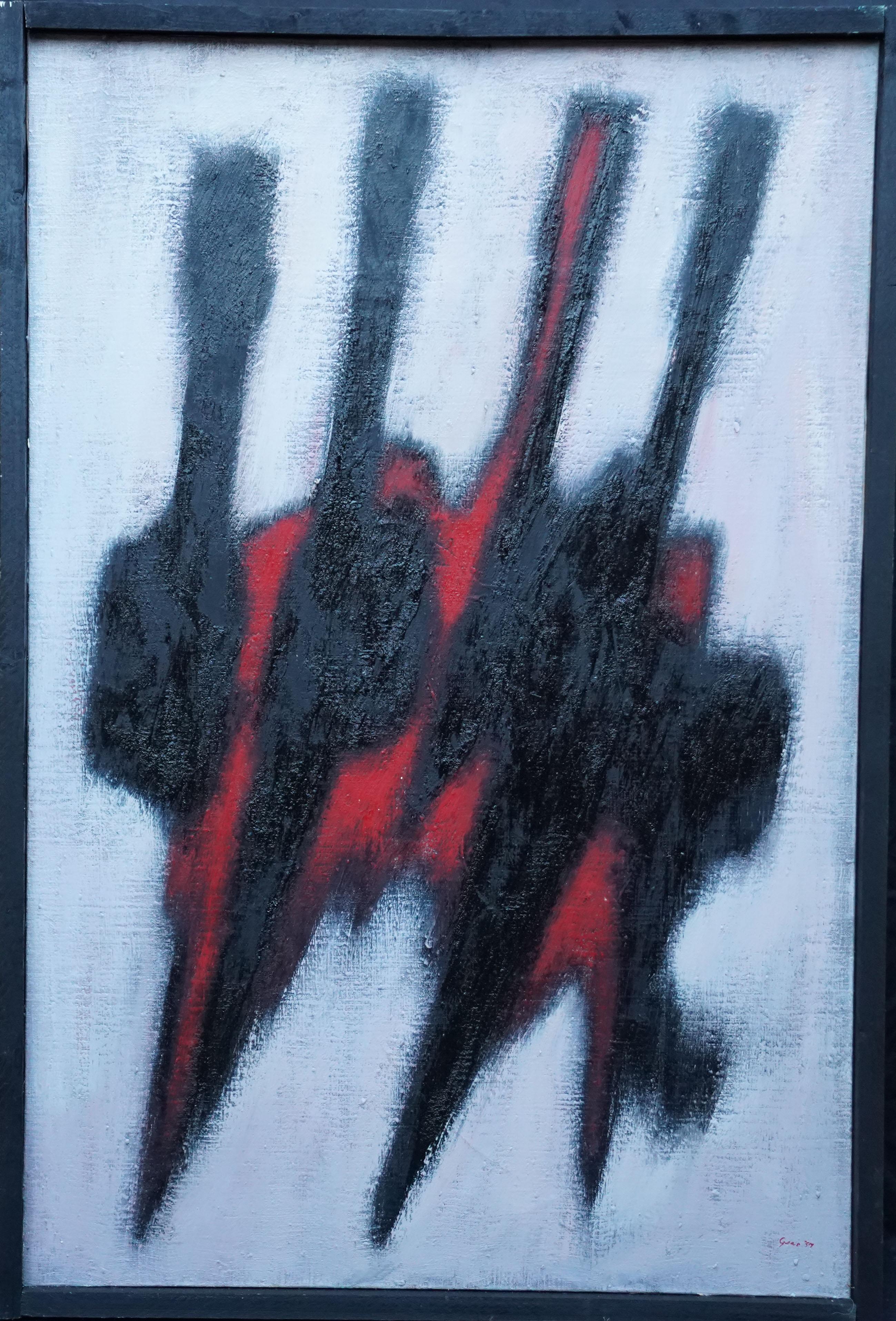 Figura nera rossa n. 2 - pittura ad olio dell'arte espressionista astratta del 1957 in vendita 10
