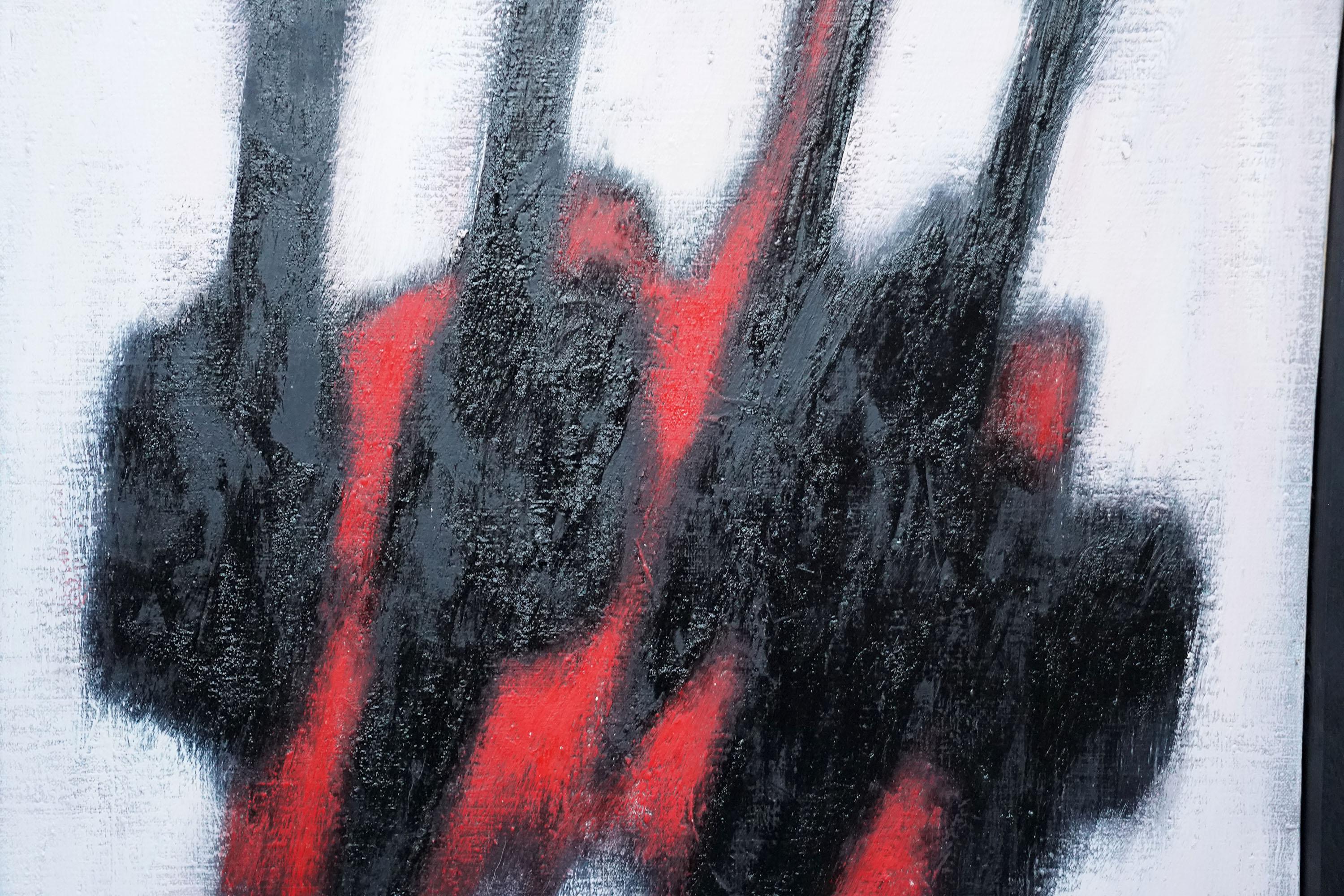 Figura nera rossa n. 2 - pittura ad olio dell'arte espressionista astratta del 1957 - Abstract Painting Nero di William Gear