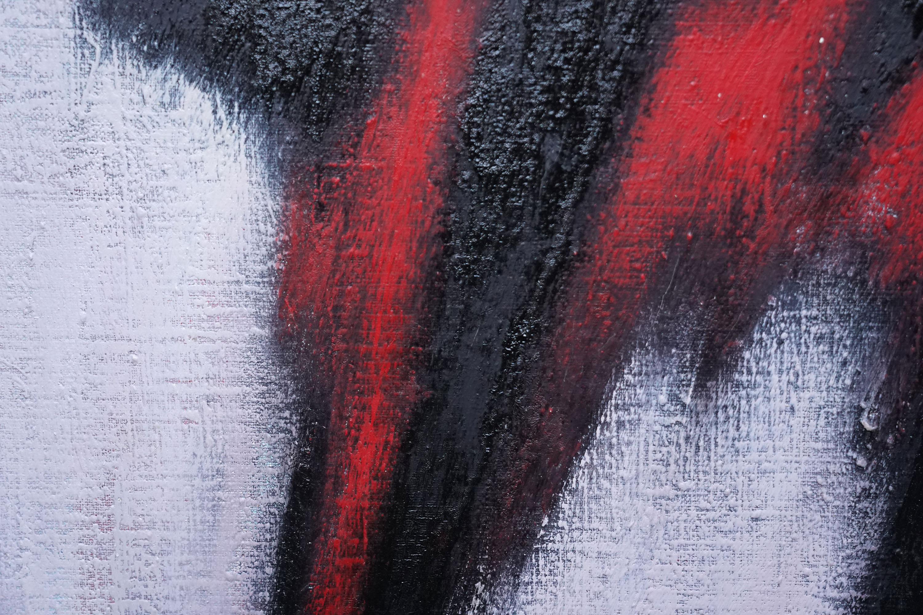 Figura nera rossa n. 2 - pittura ad olio dell'arte espressionista astratta del 1957 in vendita 1