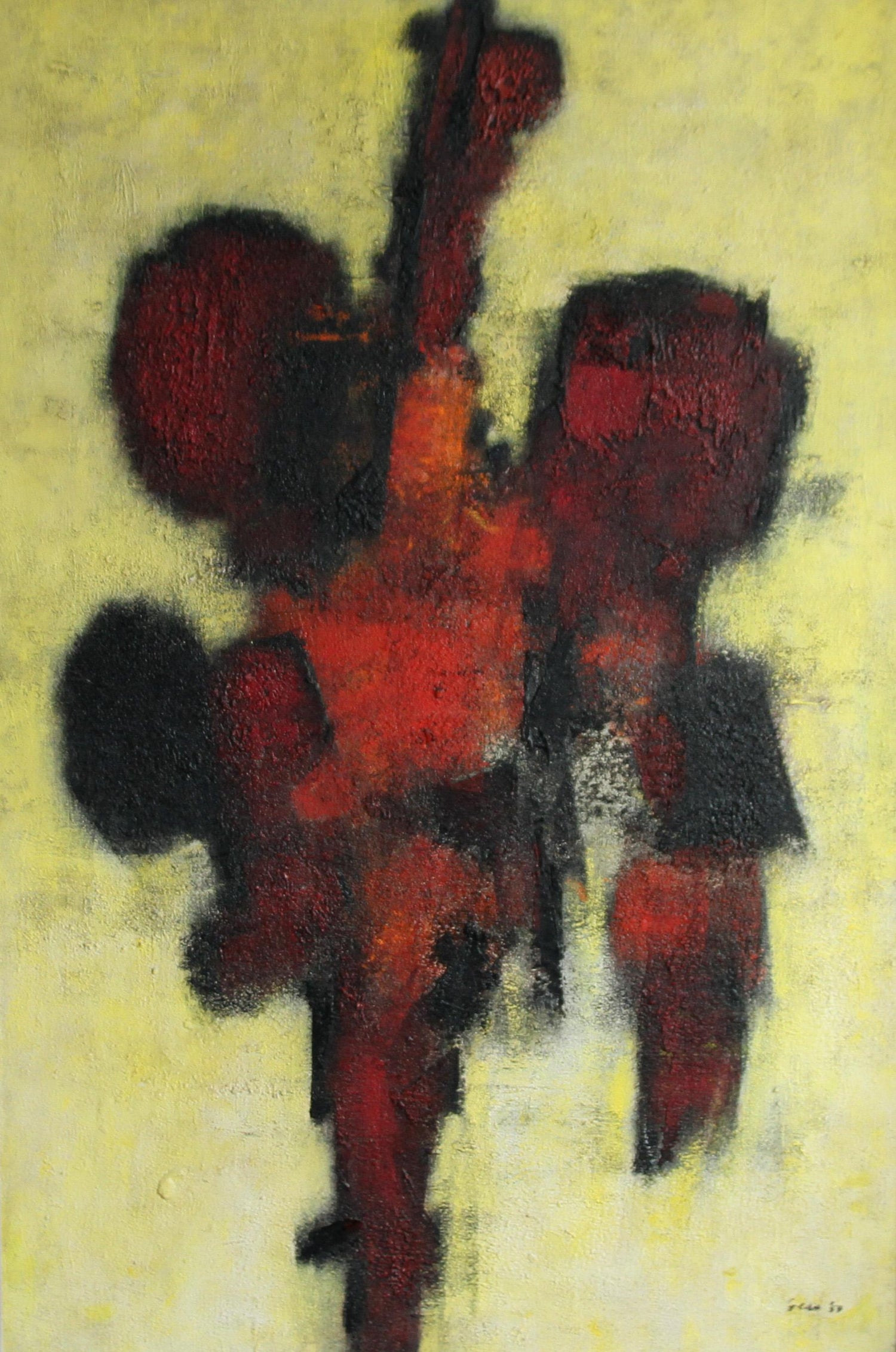 William Gear Red Idol British 50 S Art Abstract Oil Painting