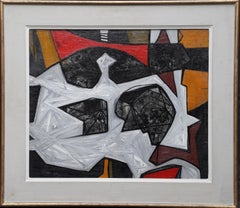 Abstraktes schottisches Ölgemälde von 1949 – Interieur Forme Blanche – CoBrA 