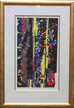 William Gear Yellow Spike British 60 S Abstract Art Blue Red