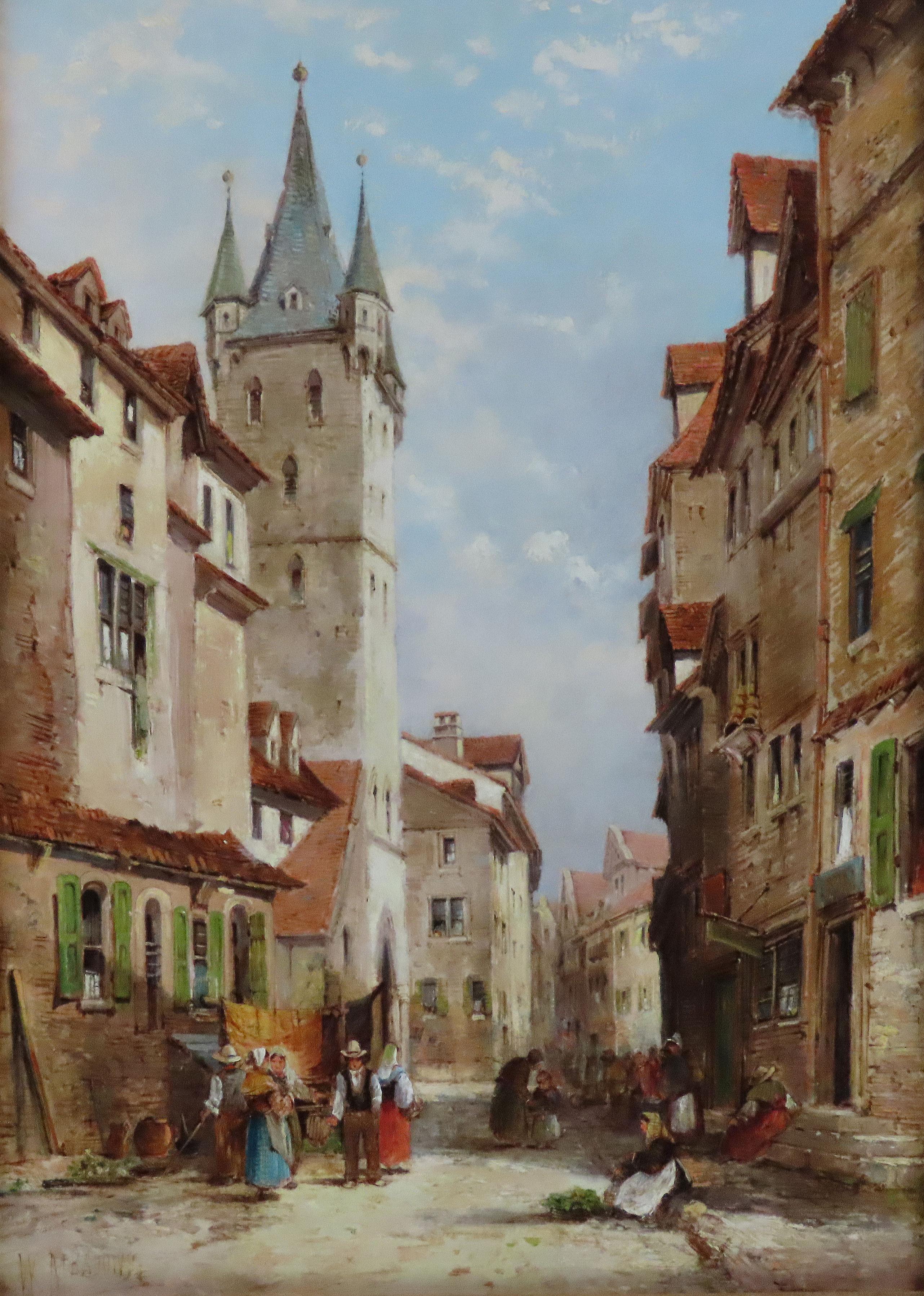 Original Ölgemälde auf Leinwand, William George Meadows, „Eine kontinentale Stadtsszene“, Ölgemälde im Angebot 2