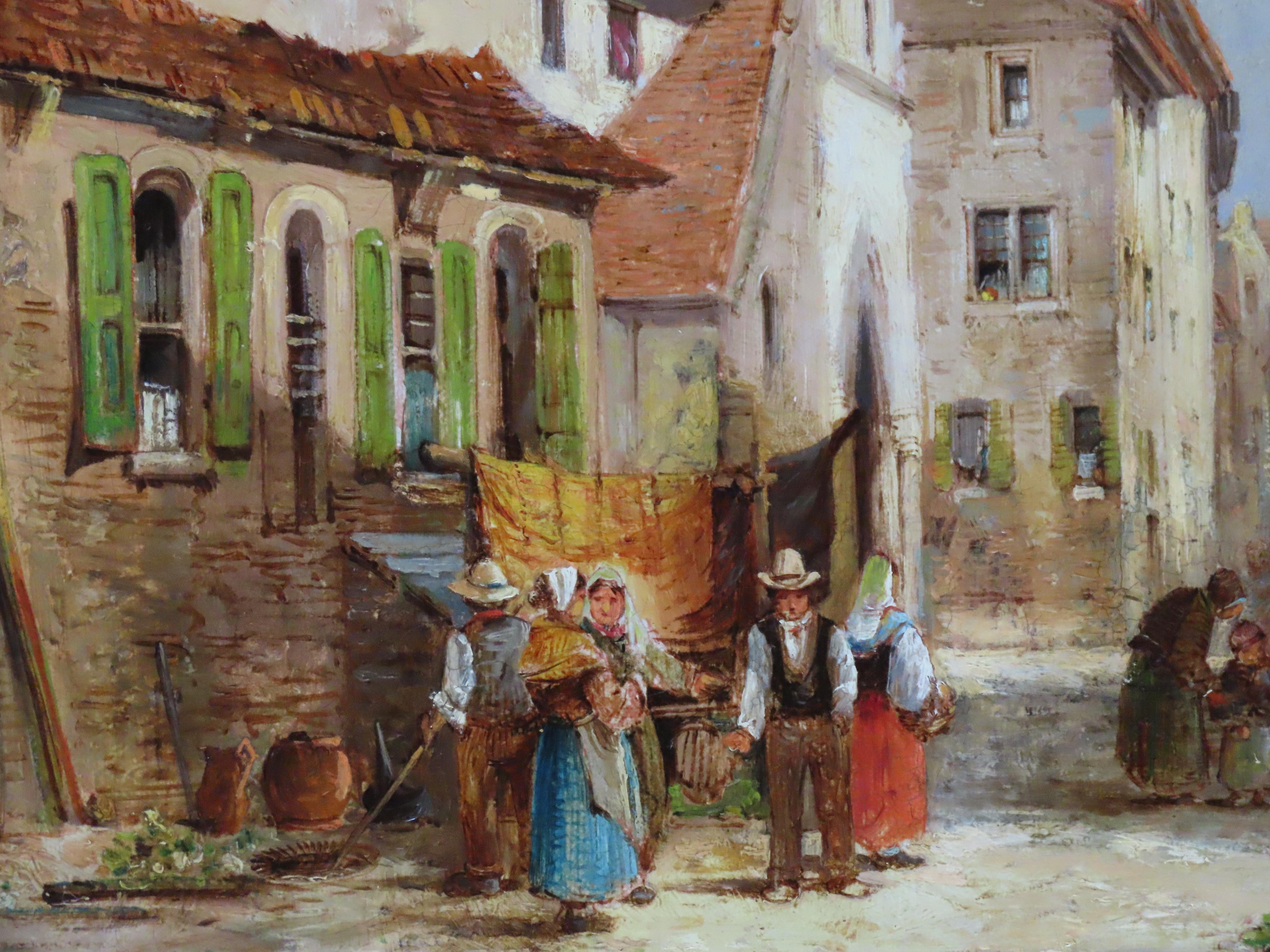 Original Ölgemälde auf Leinwand, William George Meadows, „Eine kontinentale Stadtsszene“, Ölgemälde im Angebot 5