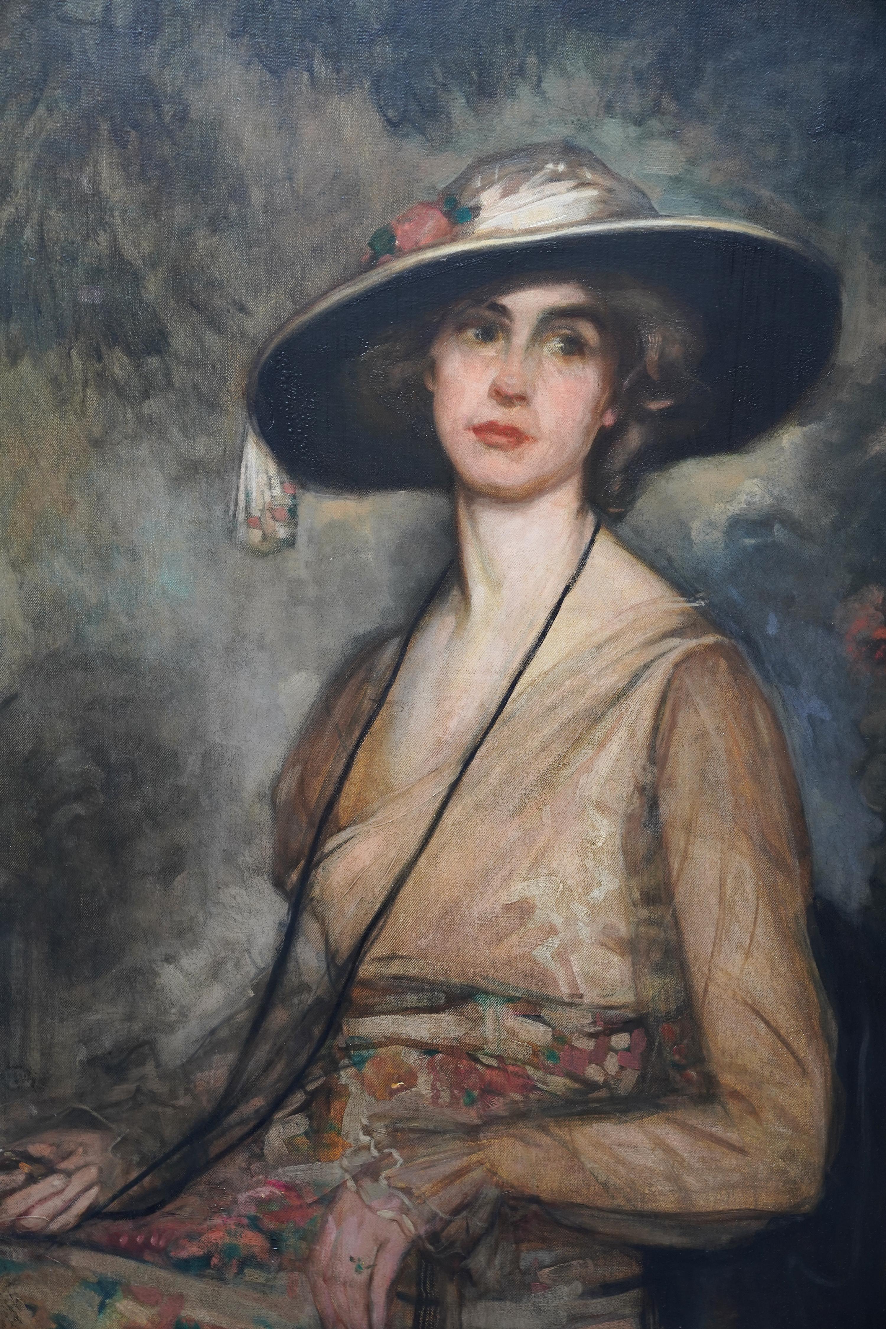 This lovely British Edwardian Impressionist portrait oil painting is by noted artist William George Robb. Painted circa 1901 the sitter is Louisa Ann Inglis, wife of Sir Charles Inglis (1851-1911), General Manager and Consulting Engineer of the