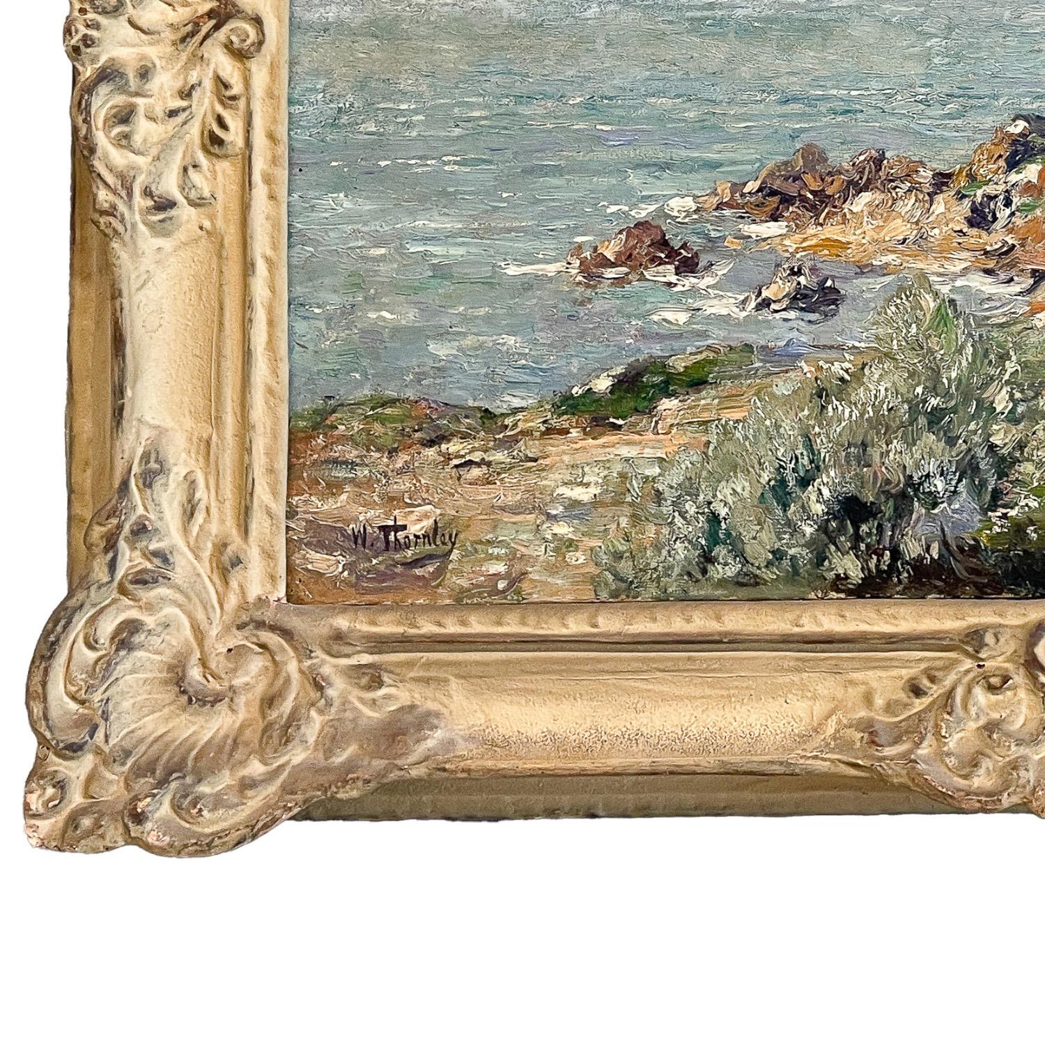 Antique French Impressionist Oil on Canvas Painting Sea Landscape Antibes France For Sale 7