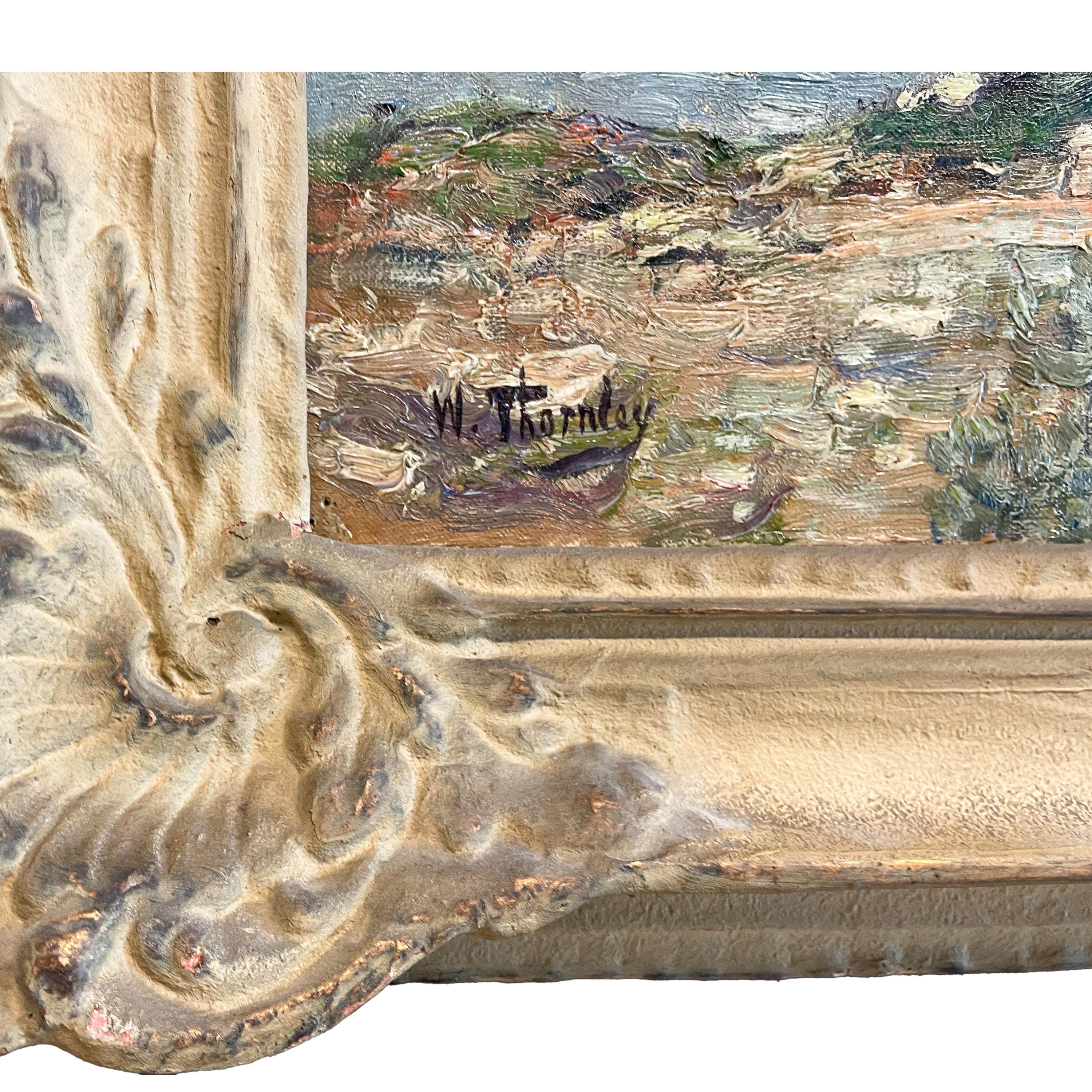 Antique French Impressionist Oil on Canvas Painting Sea Landscape Antibes France For Sale 9