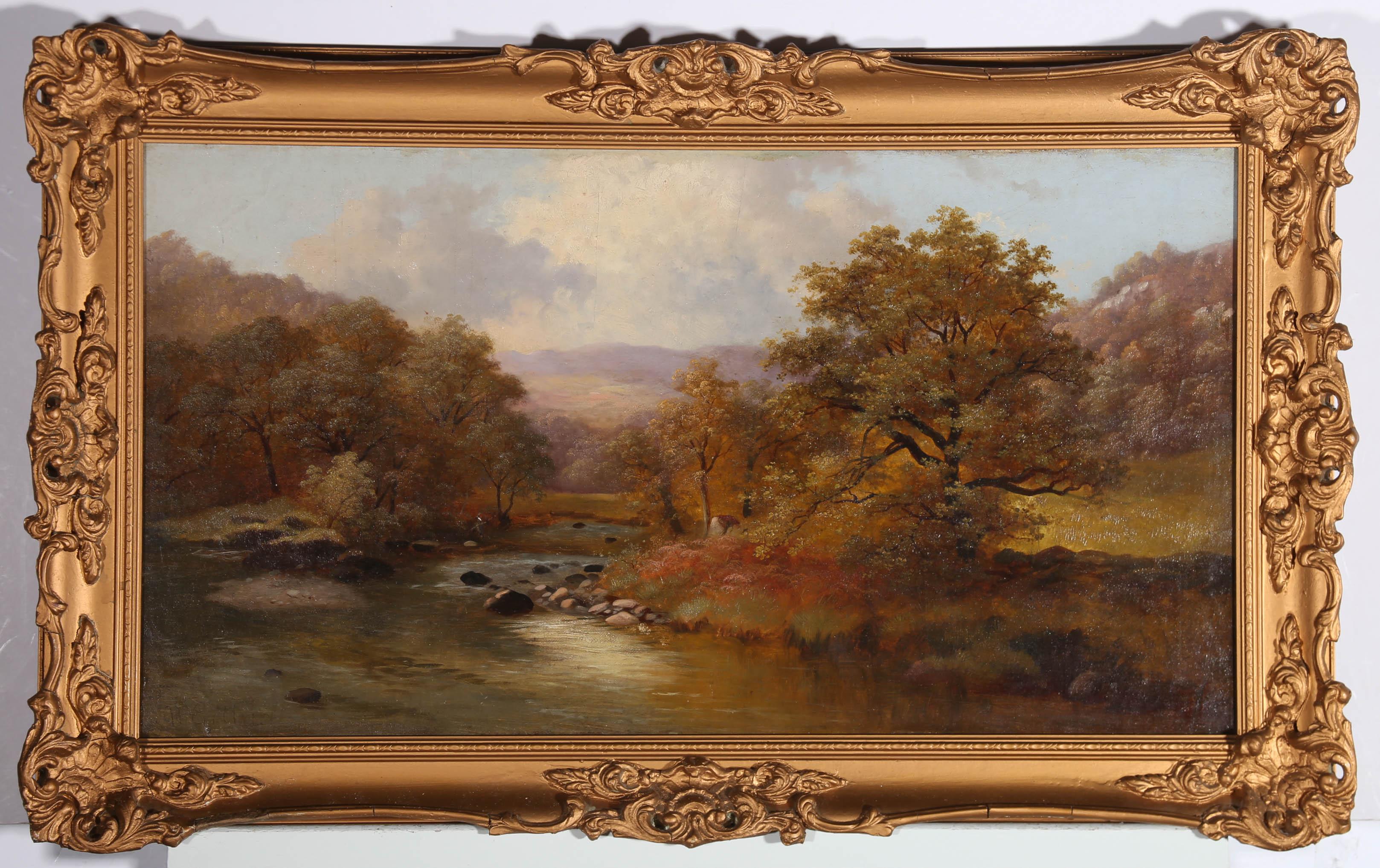 William Gillard (fl.1812-1876)  Feines gerahmtes lgemlde, Fluss in den Wldern 2