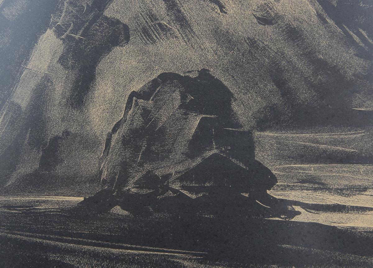 Abstrakte Landschaft einer Wüste mit Mutter und Kind in Lithographie „ „The Cove“ im Angebot 4