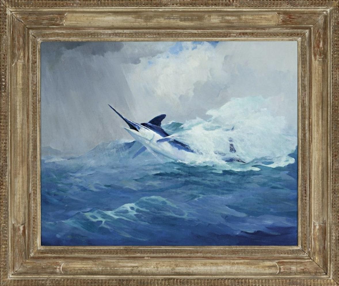 A. Marlin che salta - Animal Painting Blu di William Goadby Lawrence