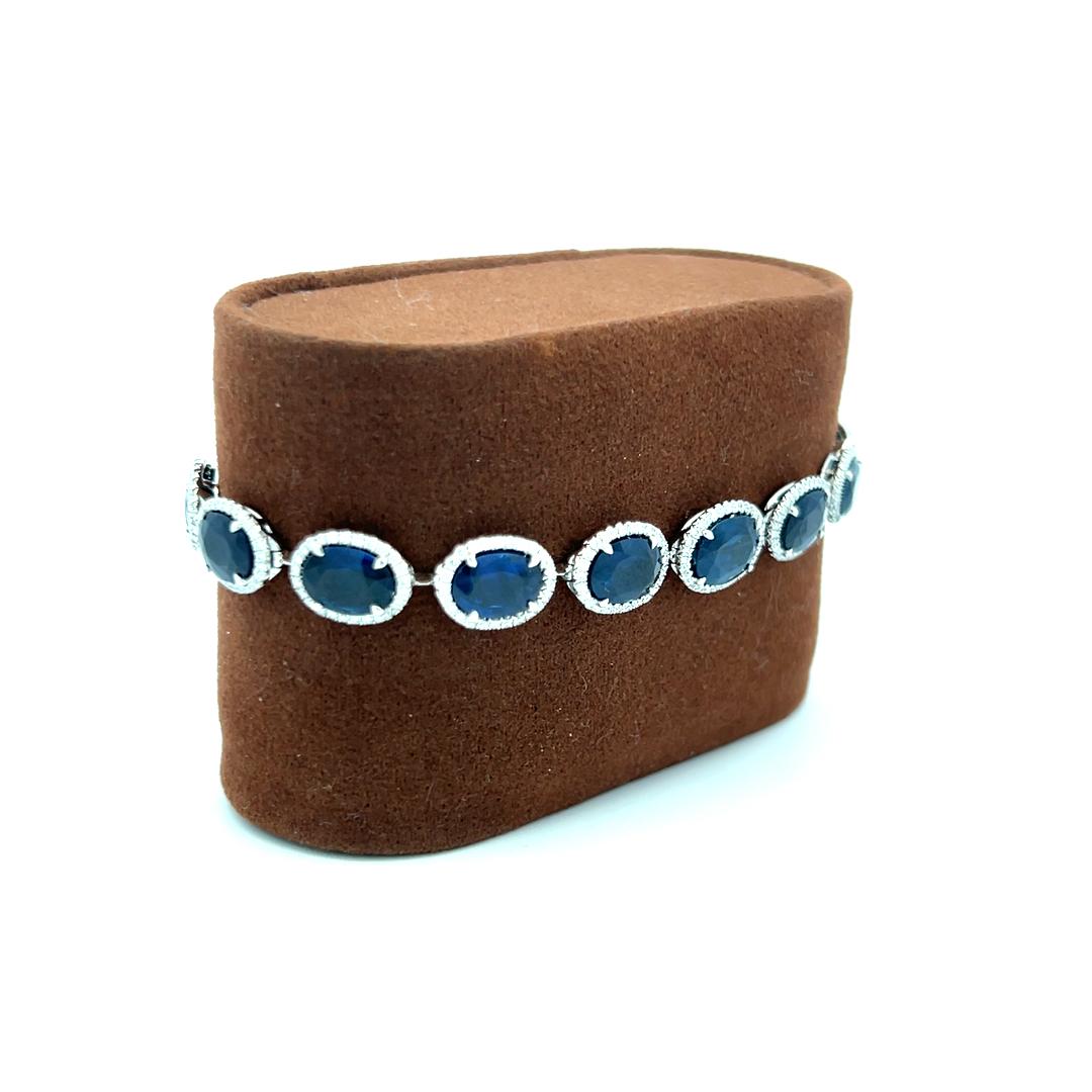 William Goldber Bracelet à maillons avec saphirs de 21,57 carats et diamants ronds de 2,00 carats en vente 7