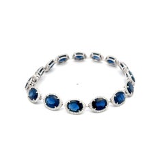 William Goldber 21.57 Carat Sapphire 2.00 Carat Round Diamond Plat Link Bracelet
