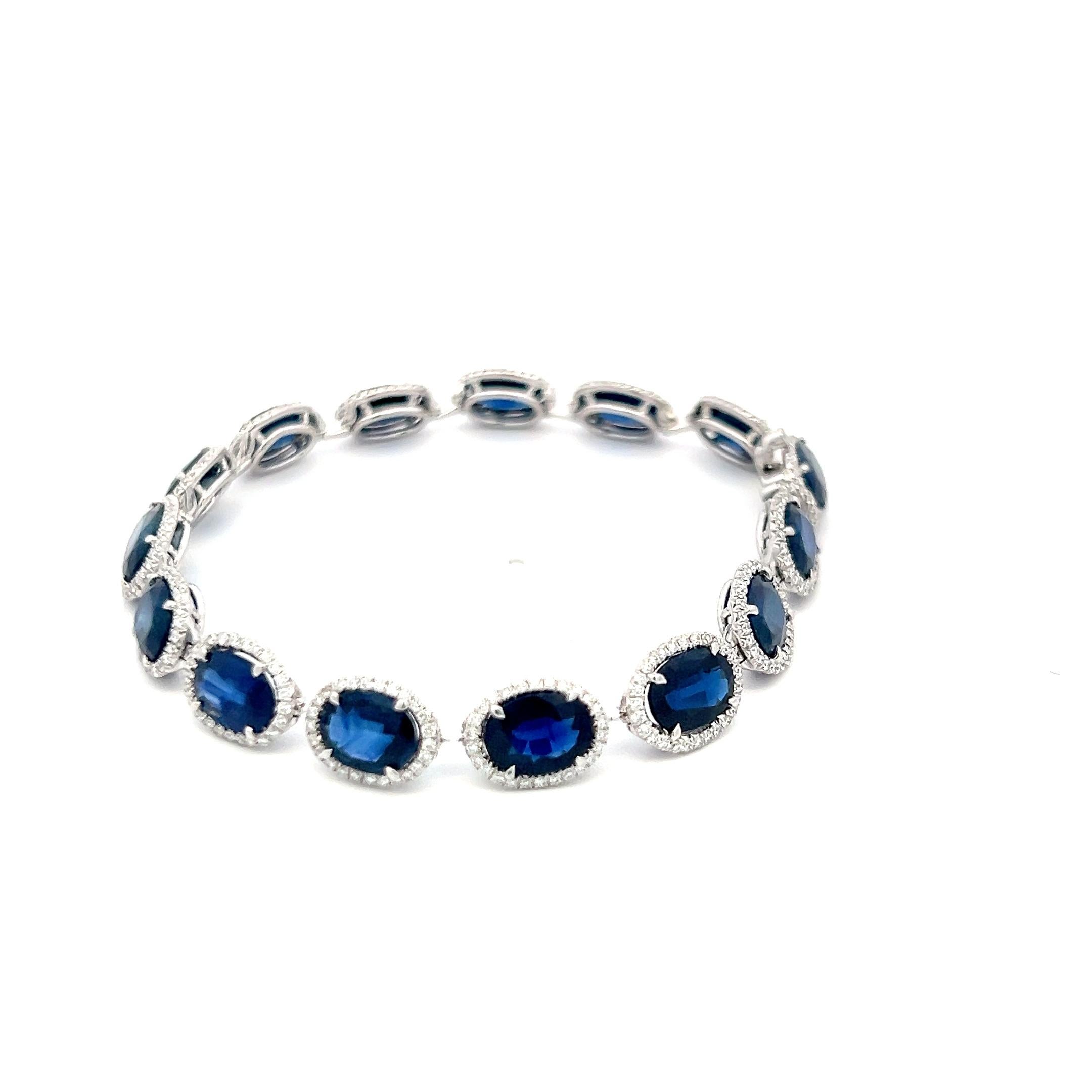 William Goldber Bracelet à maillons avec saphirs de 21,57 carats et diamants ronds de 2,00 carats Bon état - En vente à New York, NY
