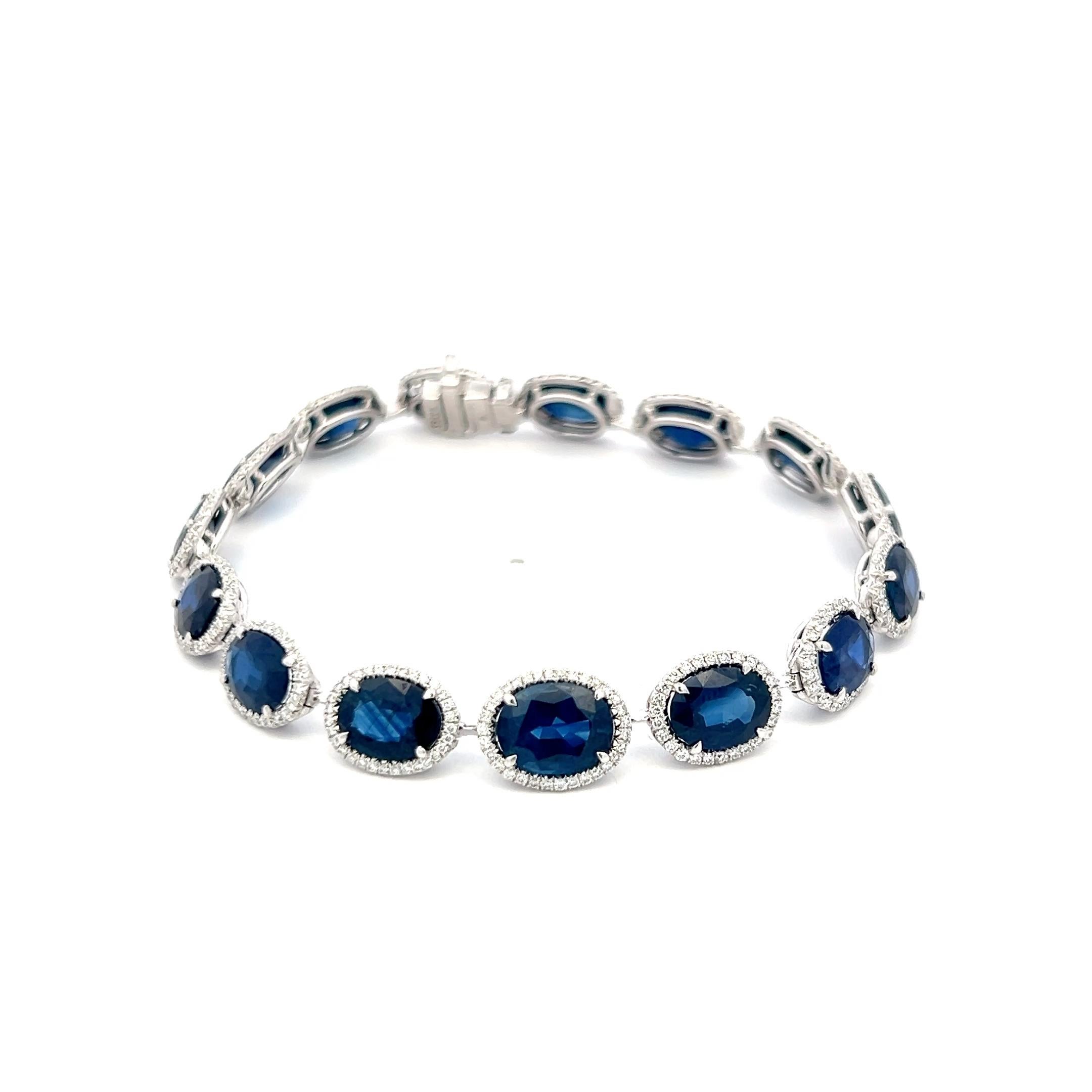 William Goldber Bracelet à maillons avec saphirs de 21,57 carats et diamants ronds de 2,00 carats Pour femmes en vente