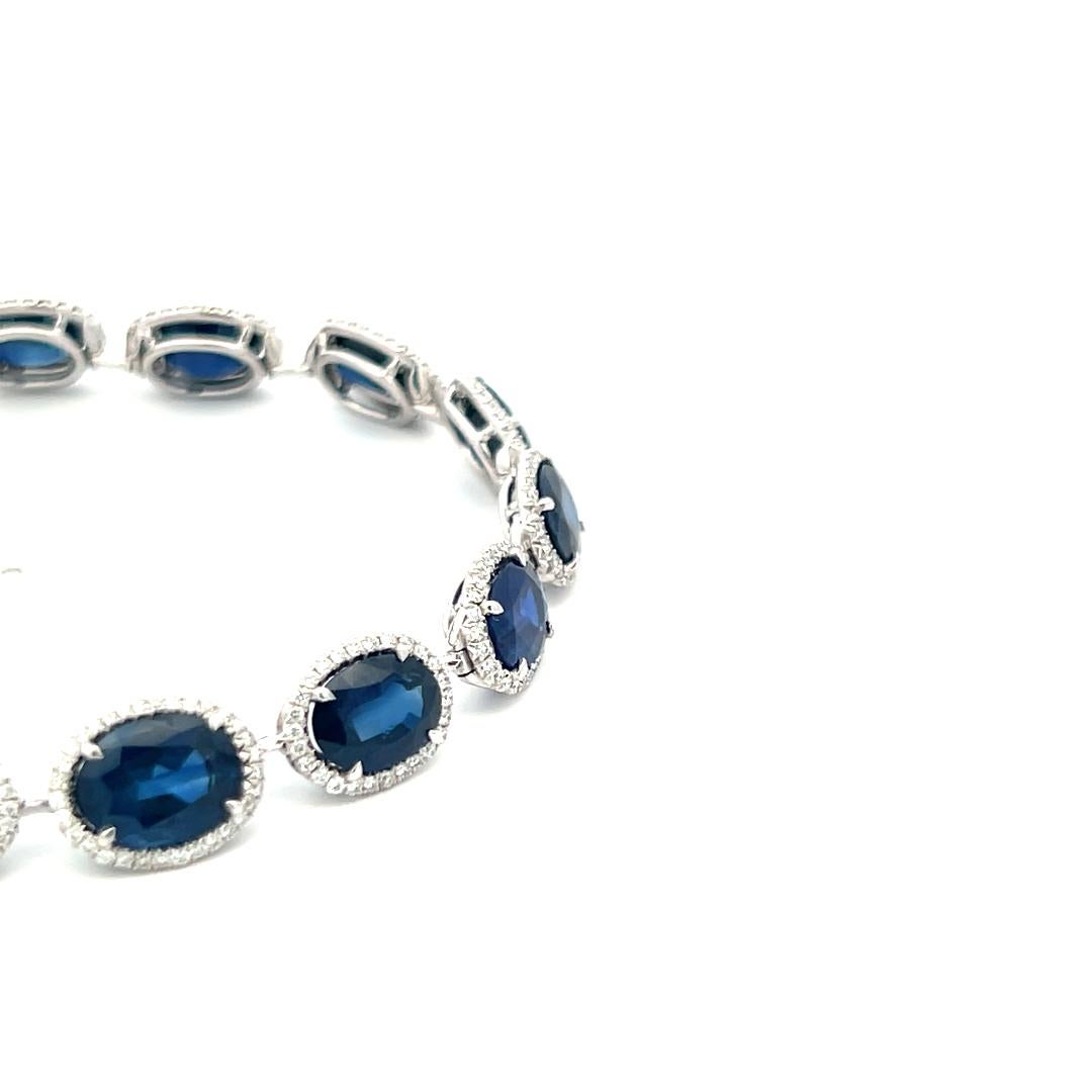William Goldber Bracelet à maillons avec saphirs de 21,57 carats et diamants ronds de 2,00 carats en vente 1