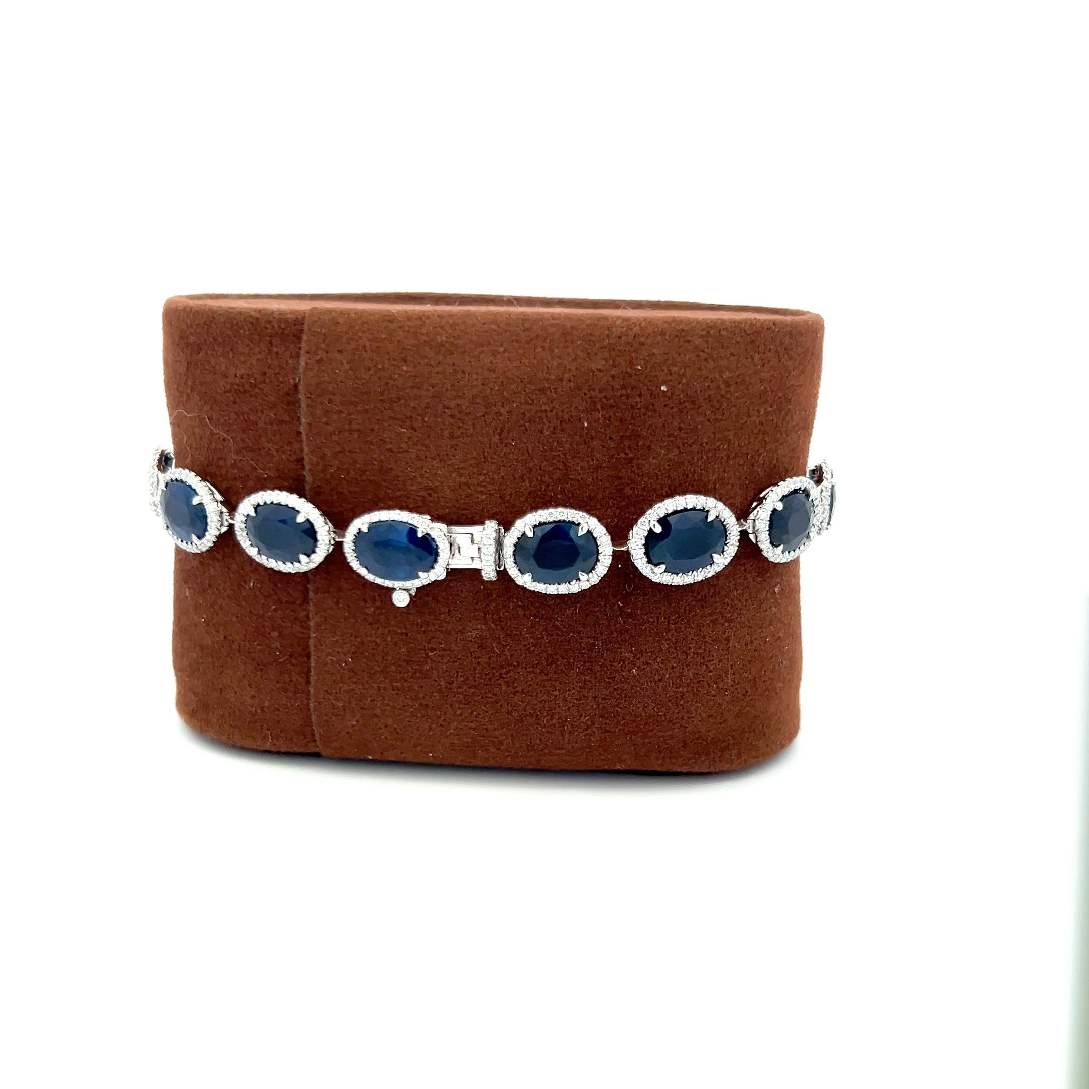 William Goldber Bracelet à maillons avec saphirs de 21,57 carats et diamants ronds de 2,00 carats en vente 4