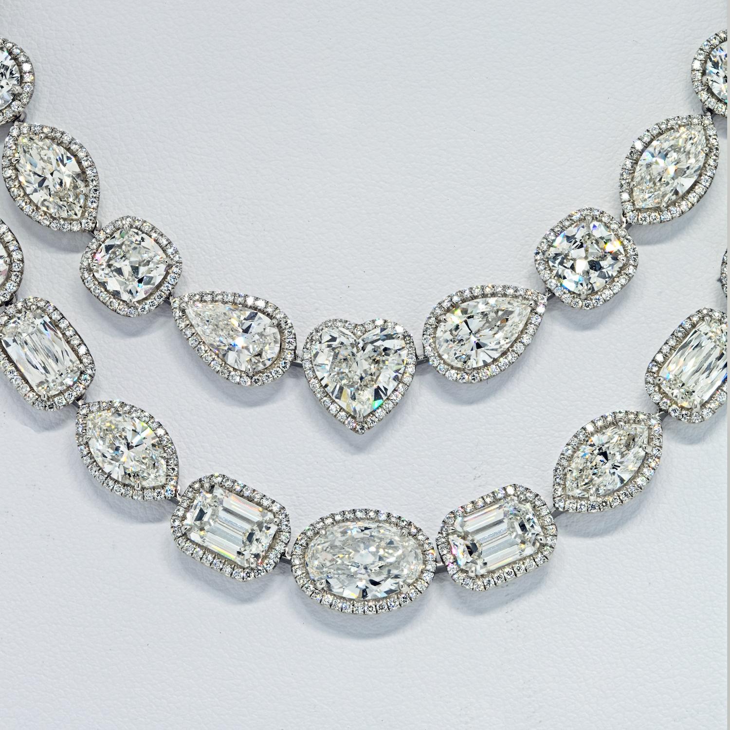 William Goldberg 63 Karat spektakuläre Diamant-Halskette Unendlichkeits-Halskette (Smaragdschliff) im Angebot