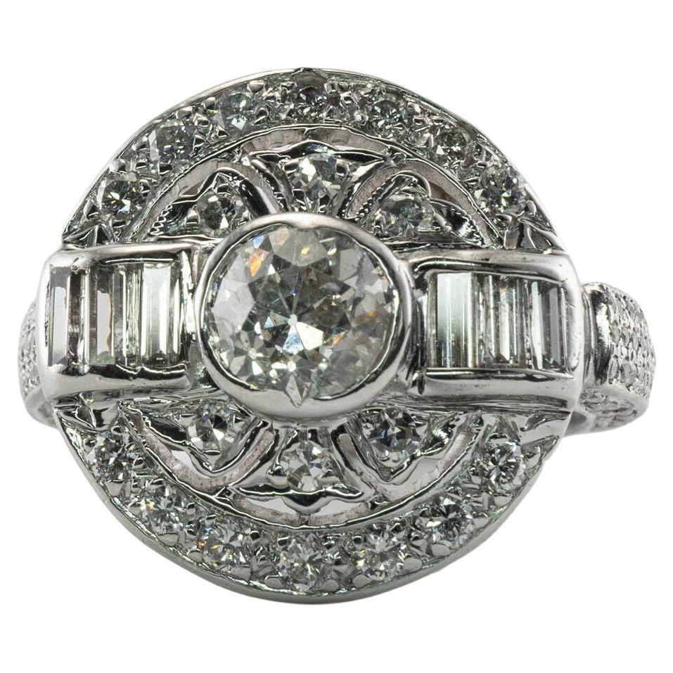 William Goldberg, bague vintage en platine avec diamants 2,83 TDW