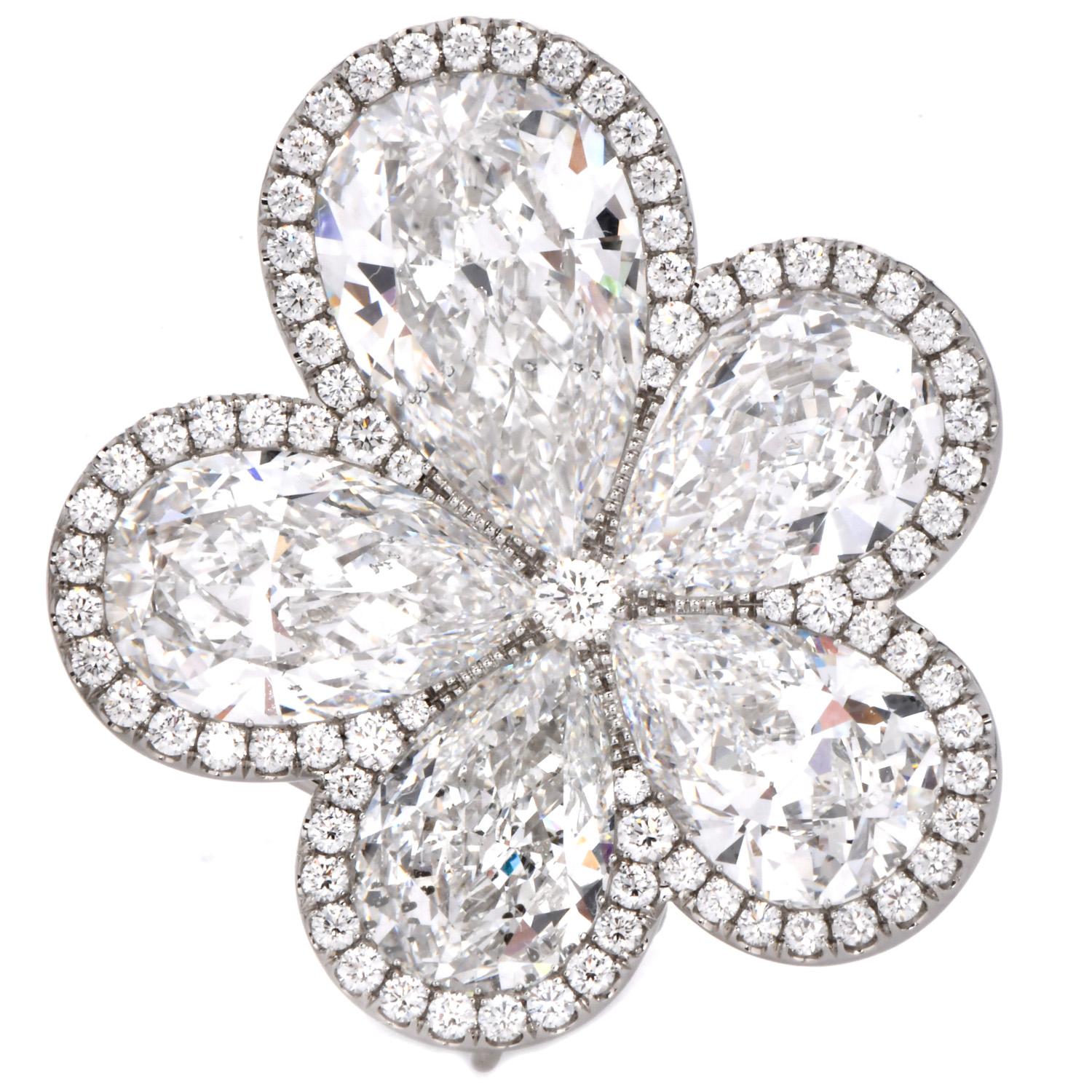 William Goldberg GIA Orecchini in platino a grappolo di fiori di orchidea con diamanti da 14,90cttw In condizioni ottime in vendita a Miami, FL