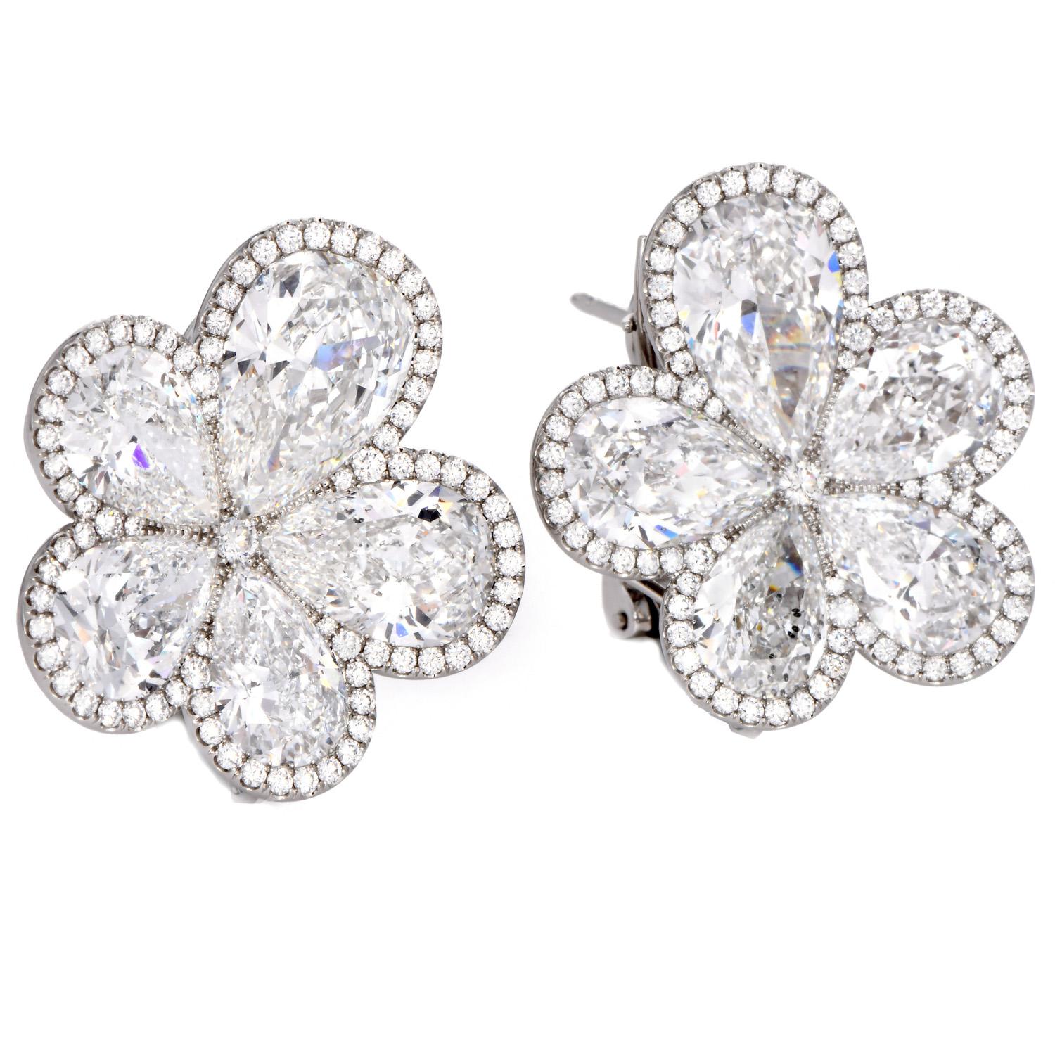 William Goldberg GIA Orecchini in platino a grappolo di fiori di orchidea con diamanti da 14,90cttw in vendita 2