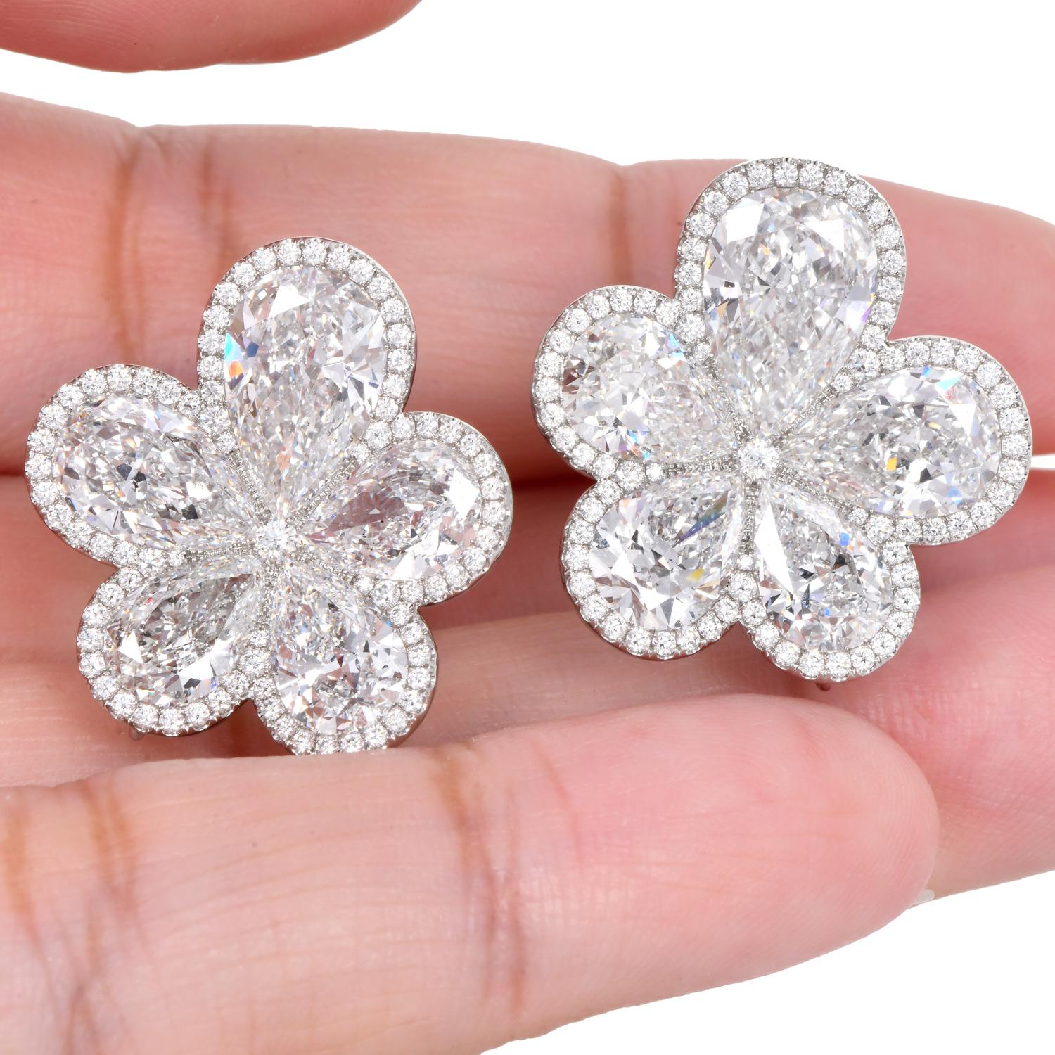 William Goldberg GIA Orecchini in platino a grappolo di fiori di orchidea con diamanti da 14,90cttw in vendita 3