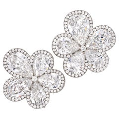 William Goldberg GIA Orecchini in platino a grappolo di fiori di orchidea con diamanti da 14,90cttw