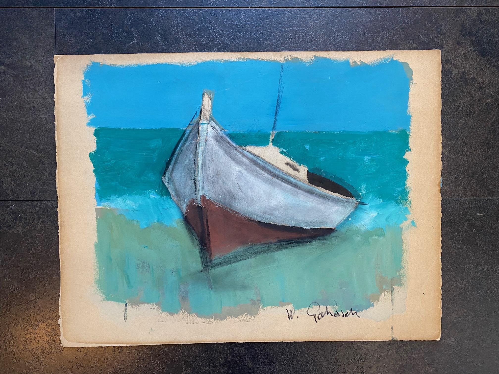 Boat in motion - Painting by William Goliasch