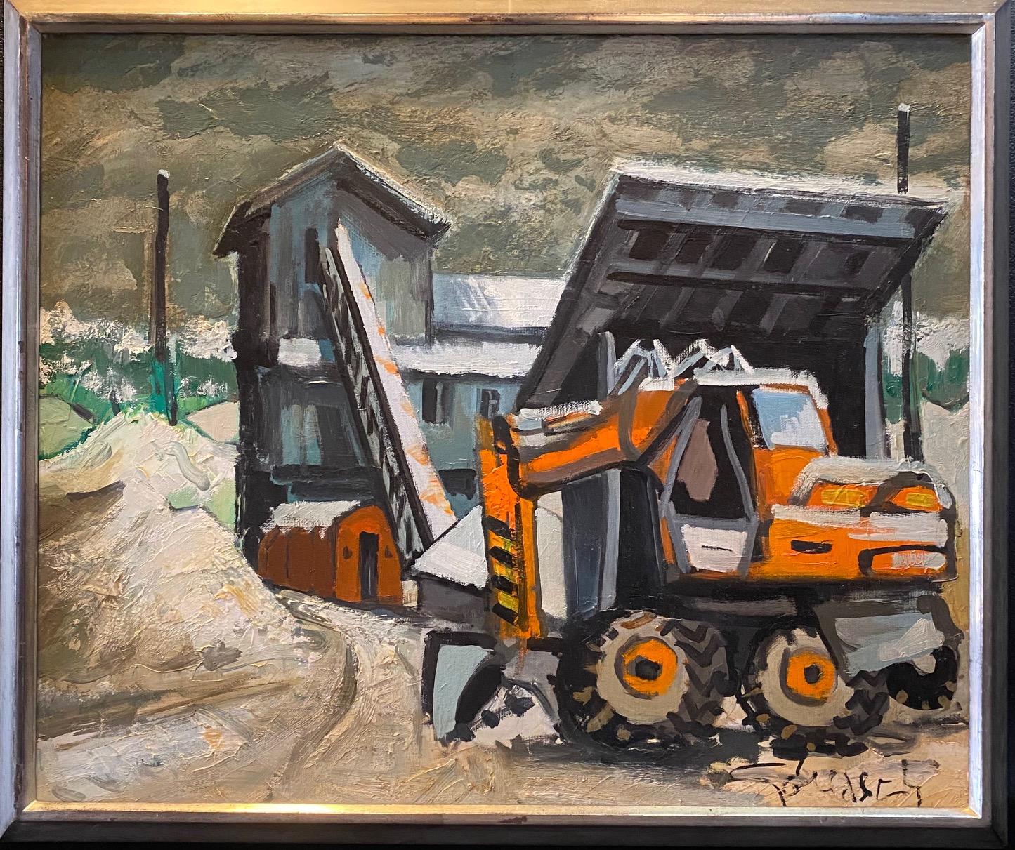 „Excavator“ von William GOLIASCH - Öl auf Leinwand 50x61 cm – Painting von William Goliasch