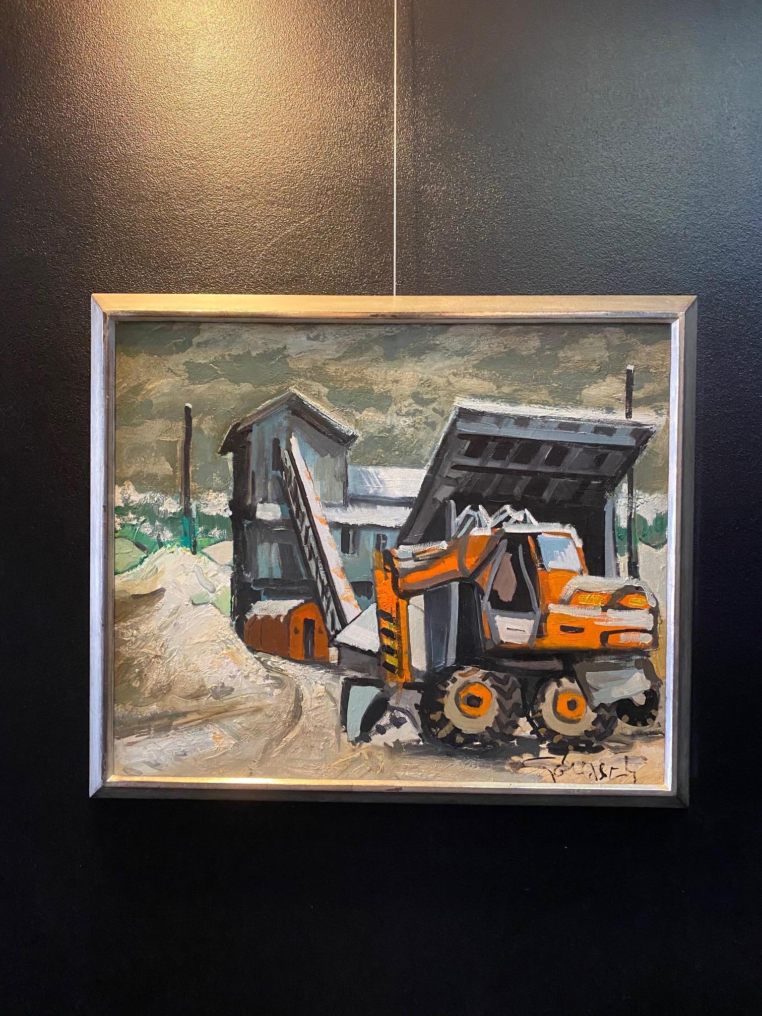 „Excavator“ von William GOLIASCH - Öl auf Leinwand 50x61 cm (Expressionismus), Painting, von William Goliasch