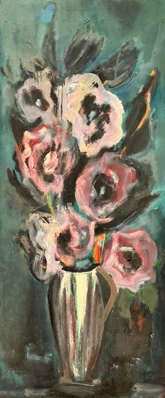 "Flowers in a Vase" by W. Goliash - Oil on Canvas - 34.5x81 cm